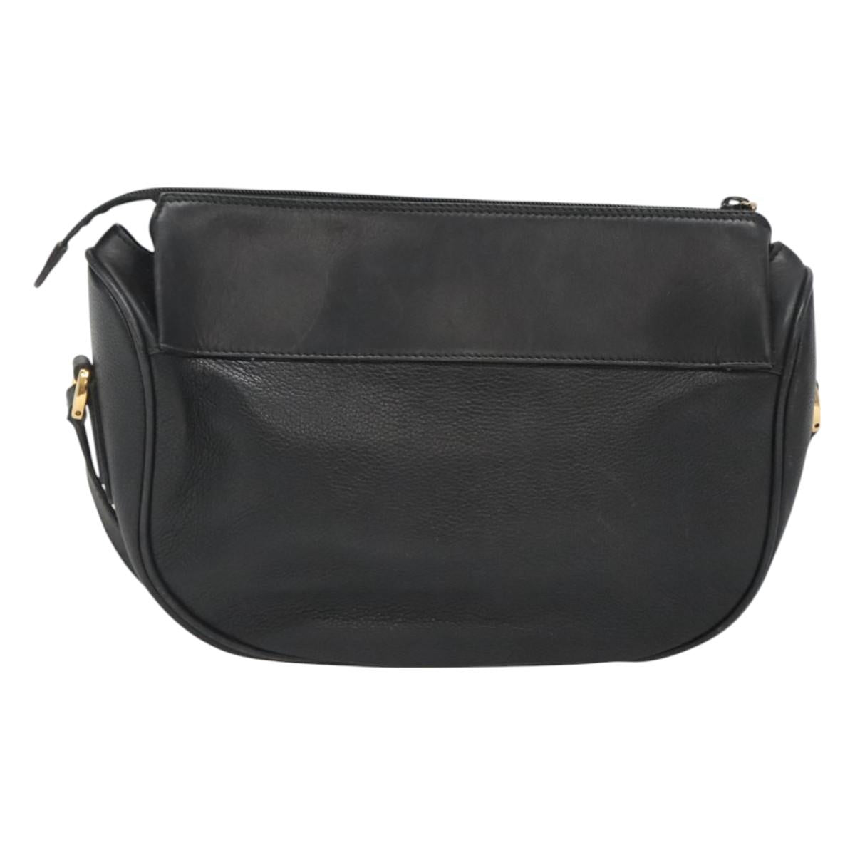 GUCCI Web Sherry Line Shoulder Bag Leather Black Gold 001 104 0918 Auth ep8999