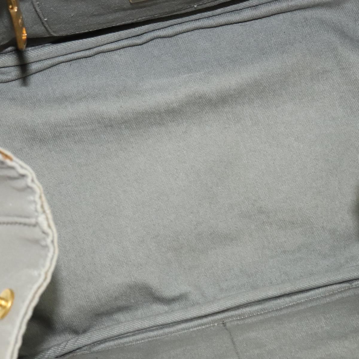 PRADA Canapa MM Hand Bag Canvas Gray Gold Auth ep9063