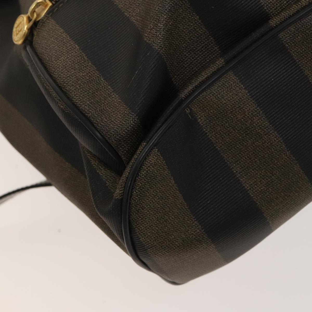 FENDI Pecan Canvas Backpack PVC Brown Black gold Auth ep9067