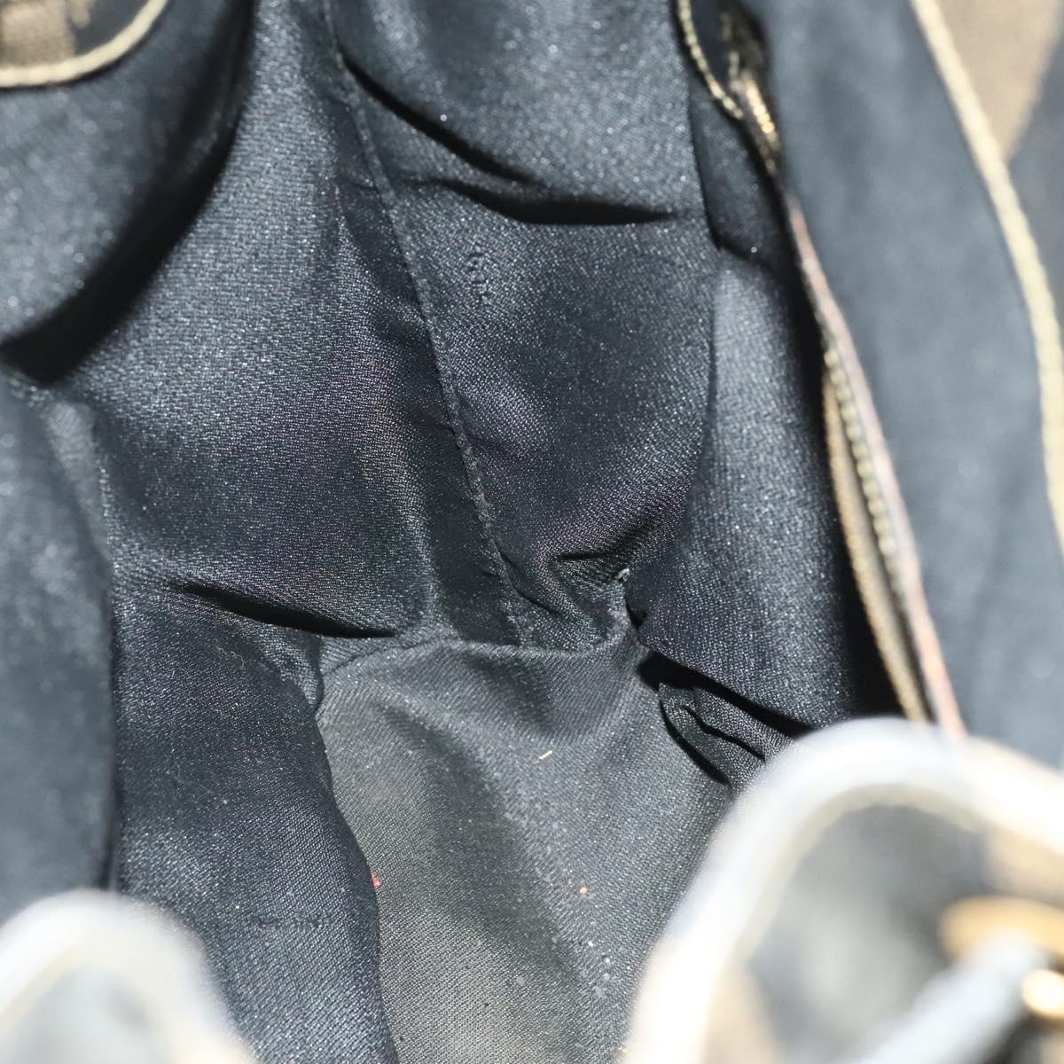 FENDI Pecan Canvas Backpack PVC Brown Black gold Auth ep9067