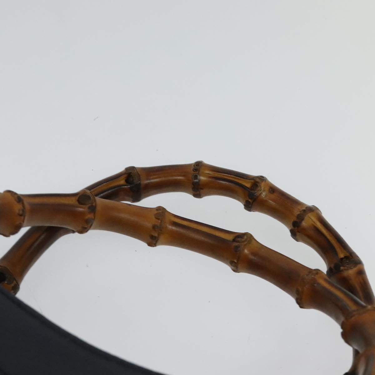 GUCCI Bamboo Hand Bag Suede Navy Gold 002 1186 0260 Auth ep9069