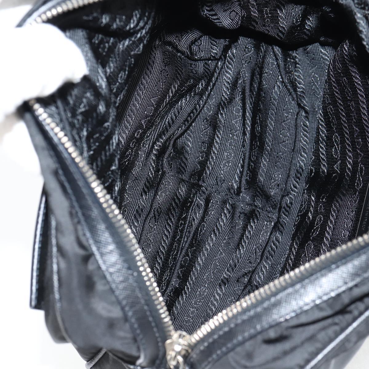 PRADA Shoulder Bag Nylon Black Silver Auth ep9086V