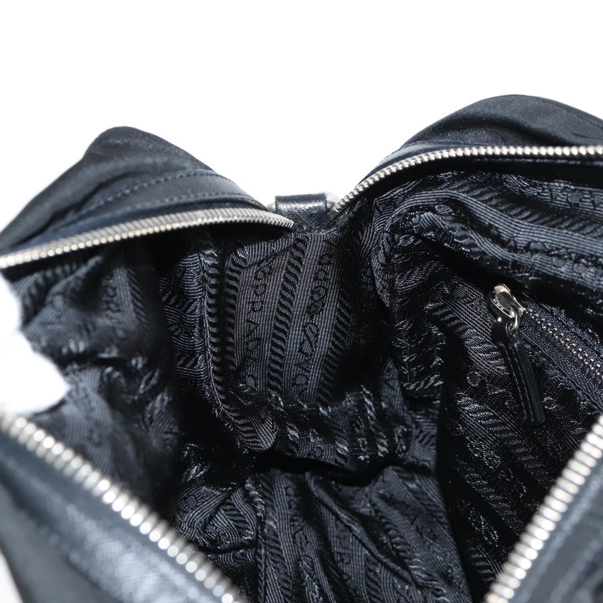 PRADA Shoulder Bag Nylon Black Silver Auth ep9086V
