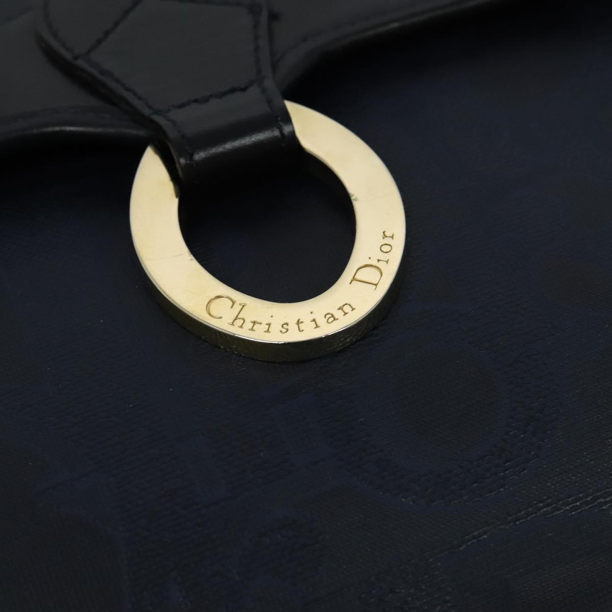 Christian Dior Trotter Canvas Shoulder Bag PVC Navy Gold Auth ep9088