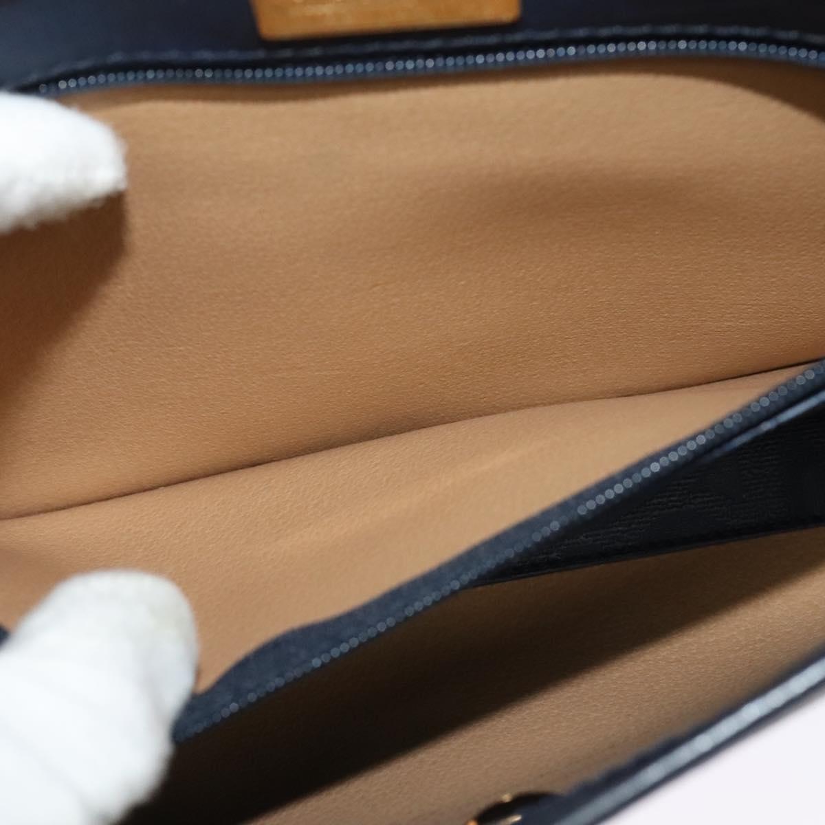 Christian Dior Trotter Canvas Shoulder Bag PVC Navy Gold Auth ep9088