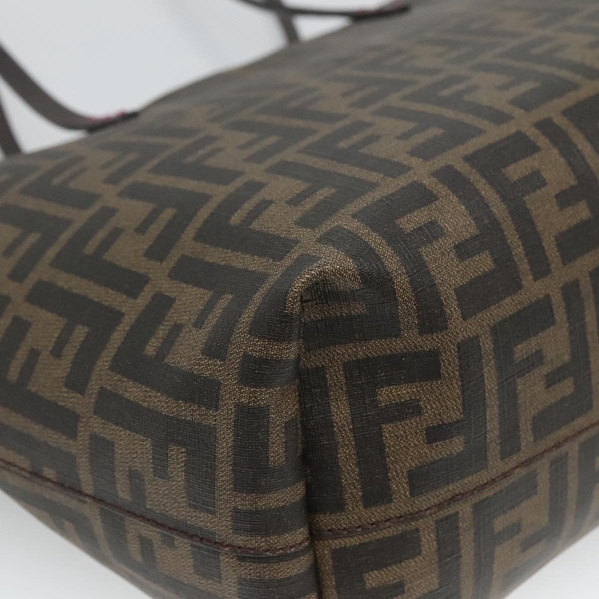FENDI Zucca Canvas Tote Bag PVC Black Brown Auth ep9089