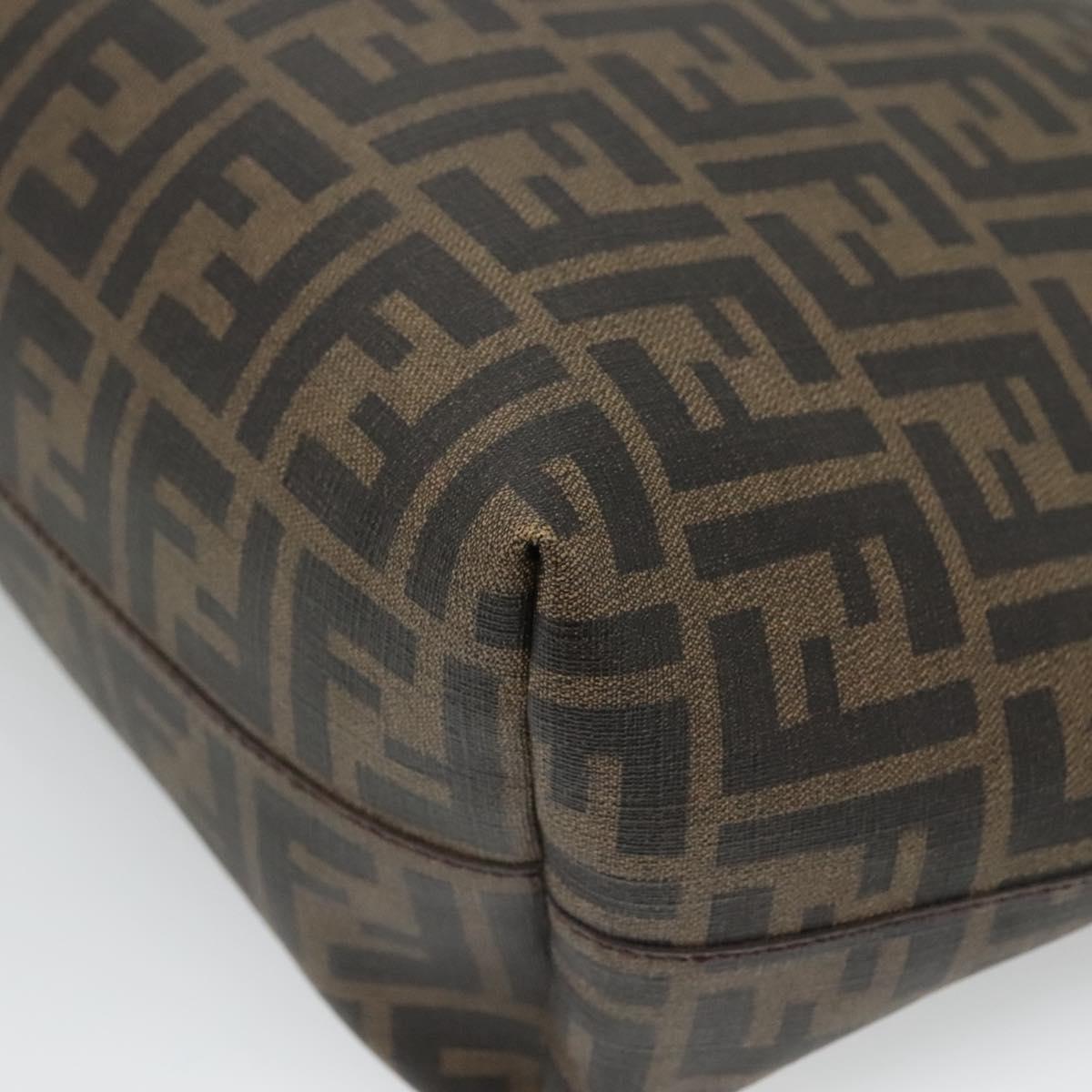 FENDI Zucca Canvas Tote Bag PVC Black Brown Auth ep9089