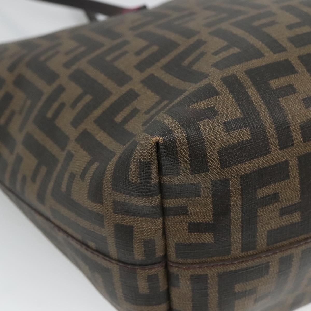 FENDI Zucca Canvas Tote Bag PVC Black Brown Auth ep9089