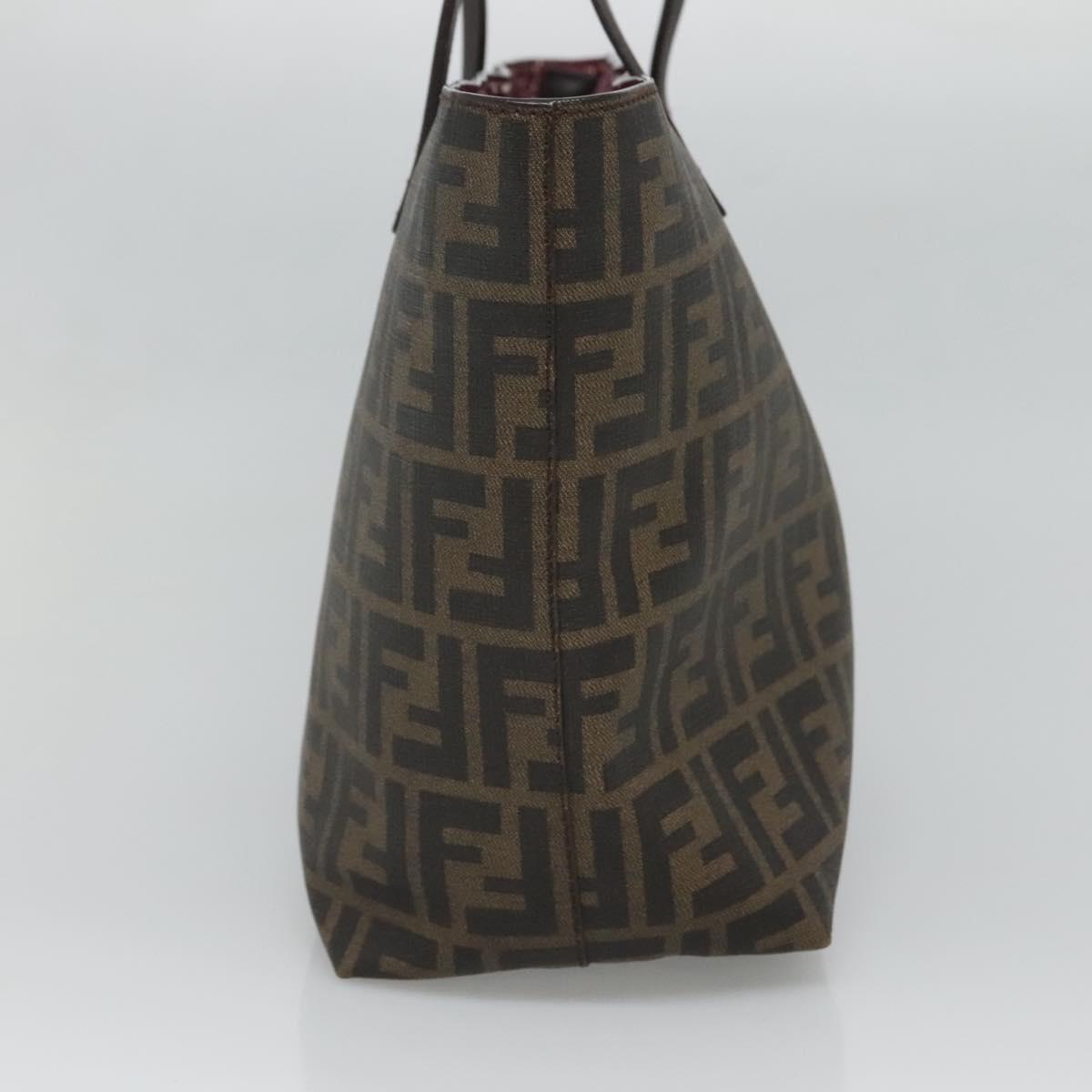 FENDI Zucca Canvas Tote Bag PVC Black Brown Auth ep9089