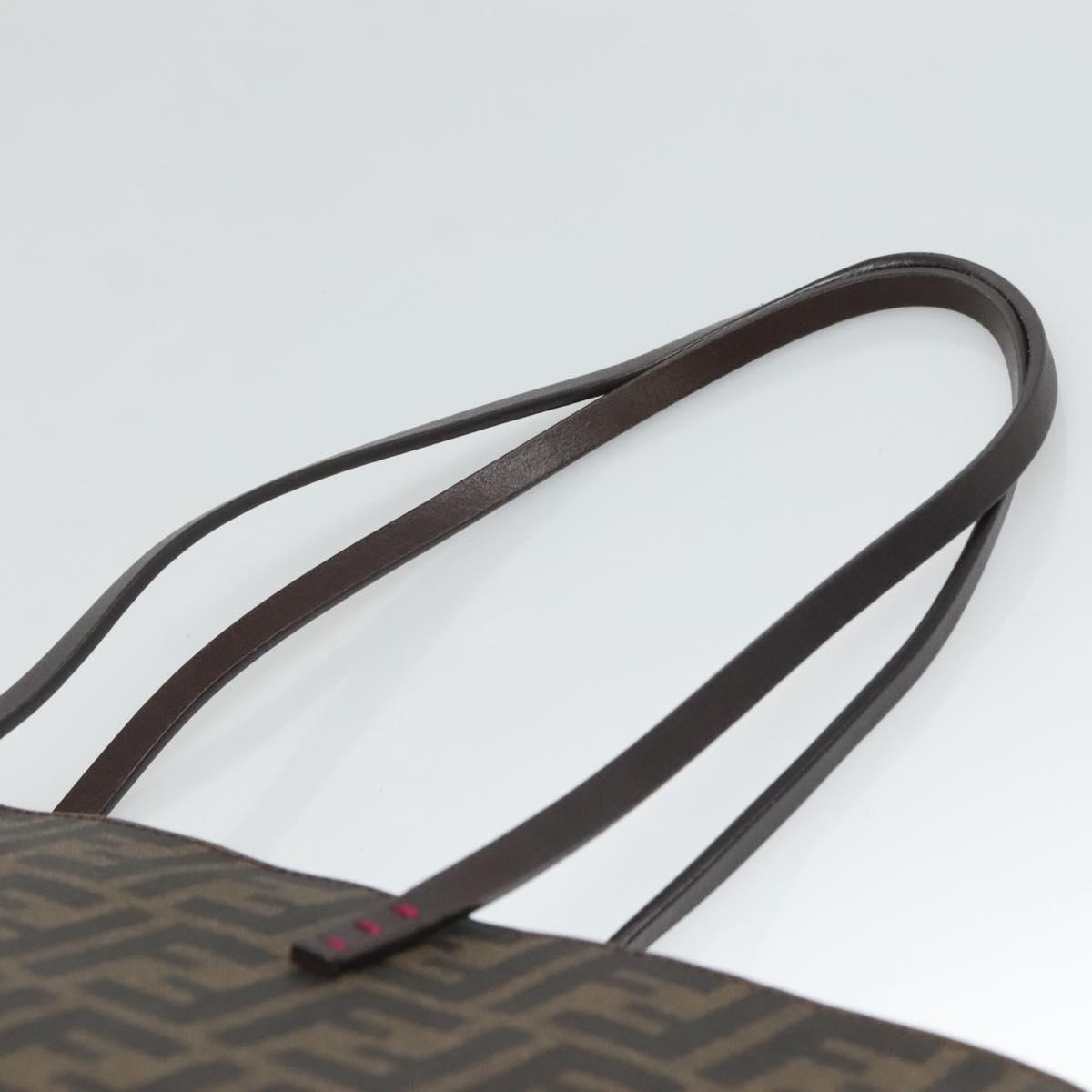 FENDI Zucca Canvas Tote Bag PVC Black Brown Auth ep9089