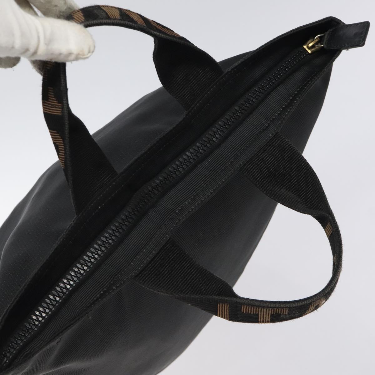 FENDI Hand Bag Nylon Black Gold Auth ep9113