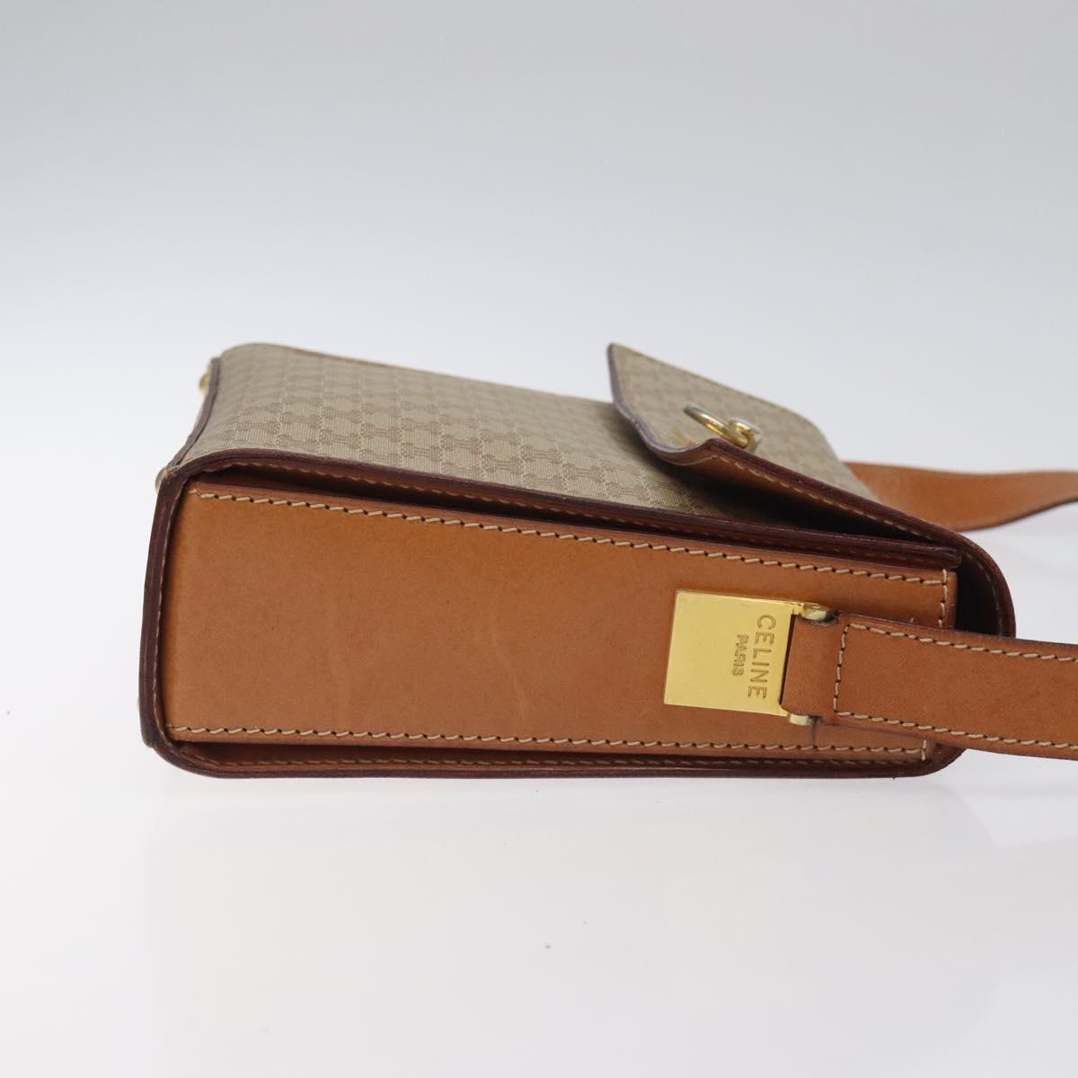 CELINE Macadam Canvas Shoulder Bag Beige Gold Auth ep9122