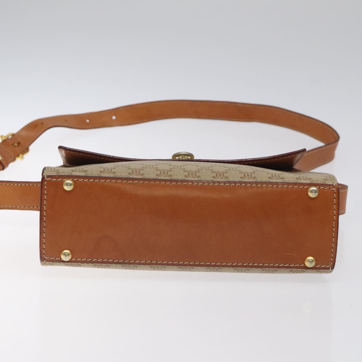CELINE Macadam Canvas Shoulder Bag Beige Gold Auth ep9122