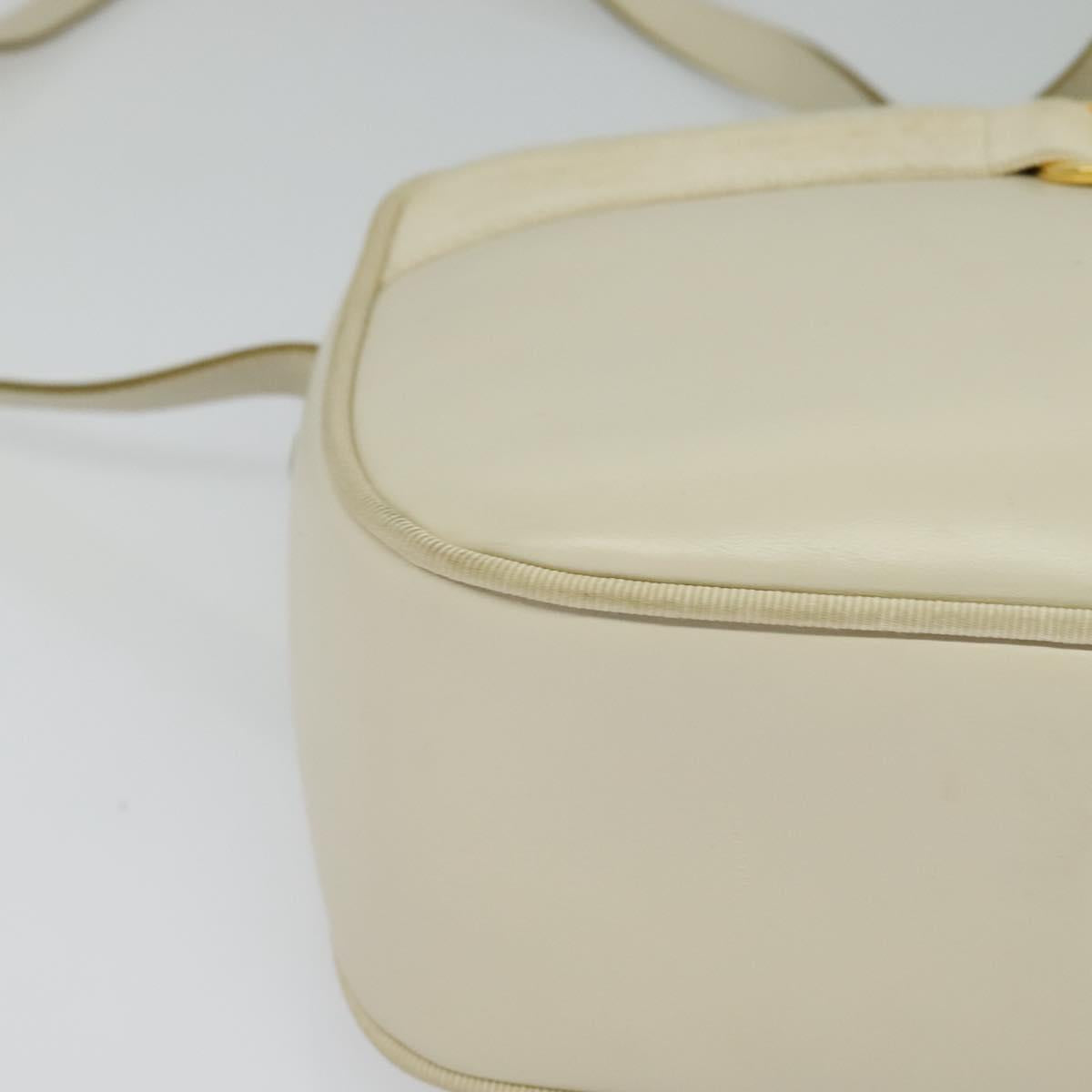 Salvatore Ferragamo Vala Shoulder Bag Leather White Gold Auth ep9145
