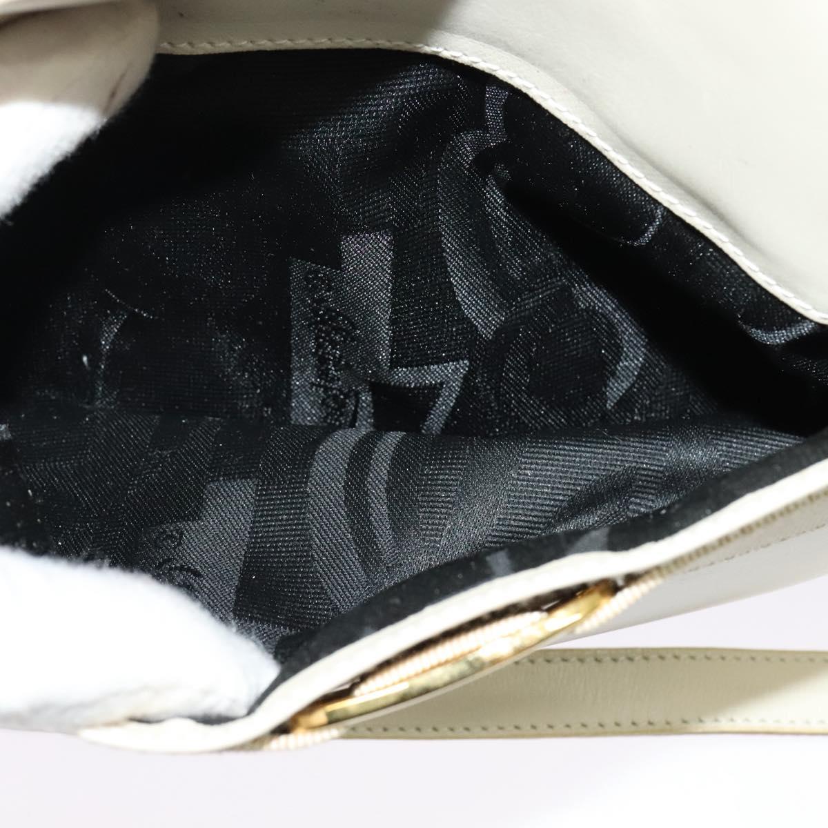 Salvatore Ferragamo Vala Shoulder Bag Leather White Gold Auth ep9145