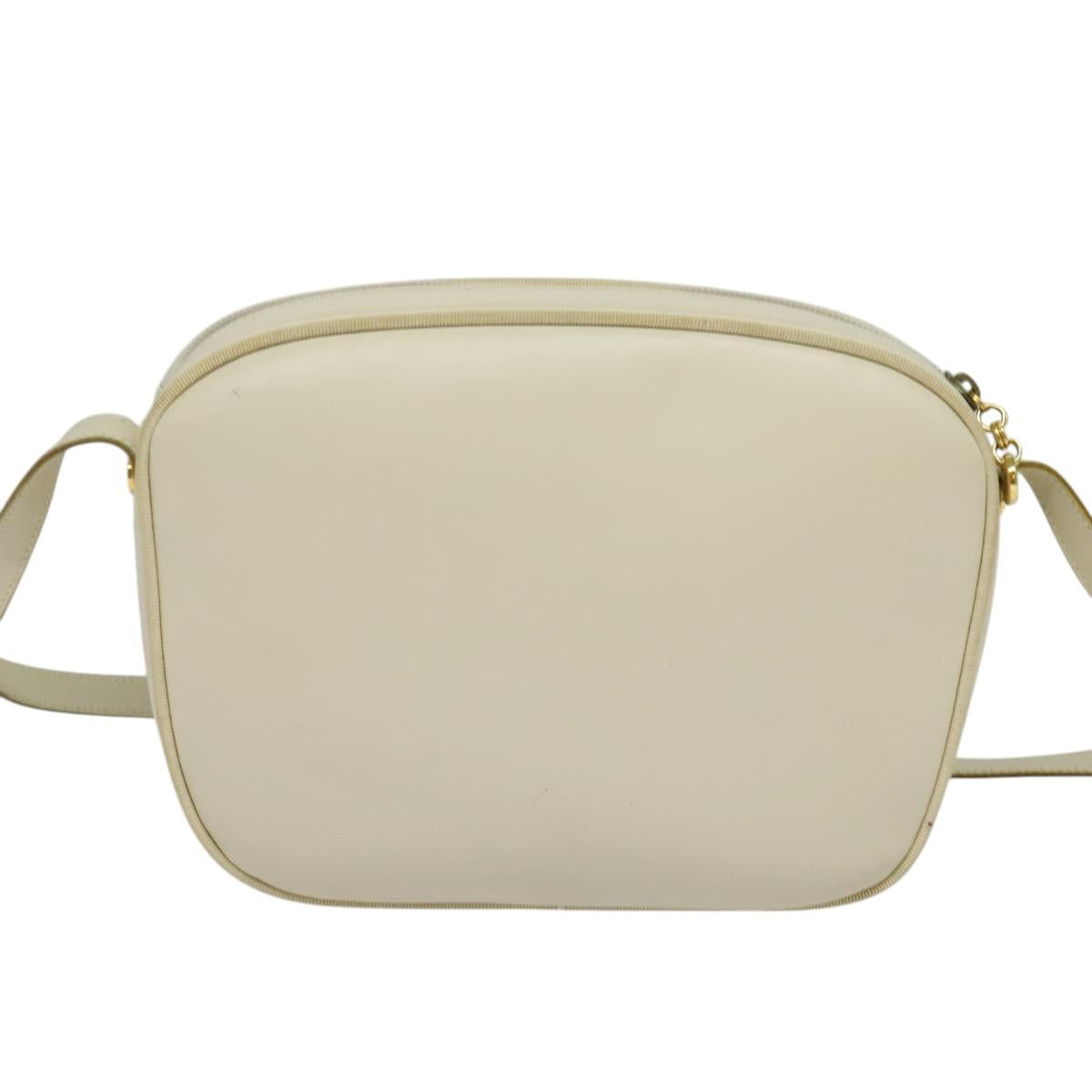 Salvatore Ferragamo Vala Shoulder Bag Leather White Gold Auth ep9145