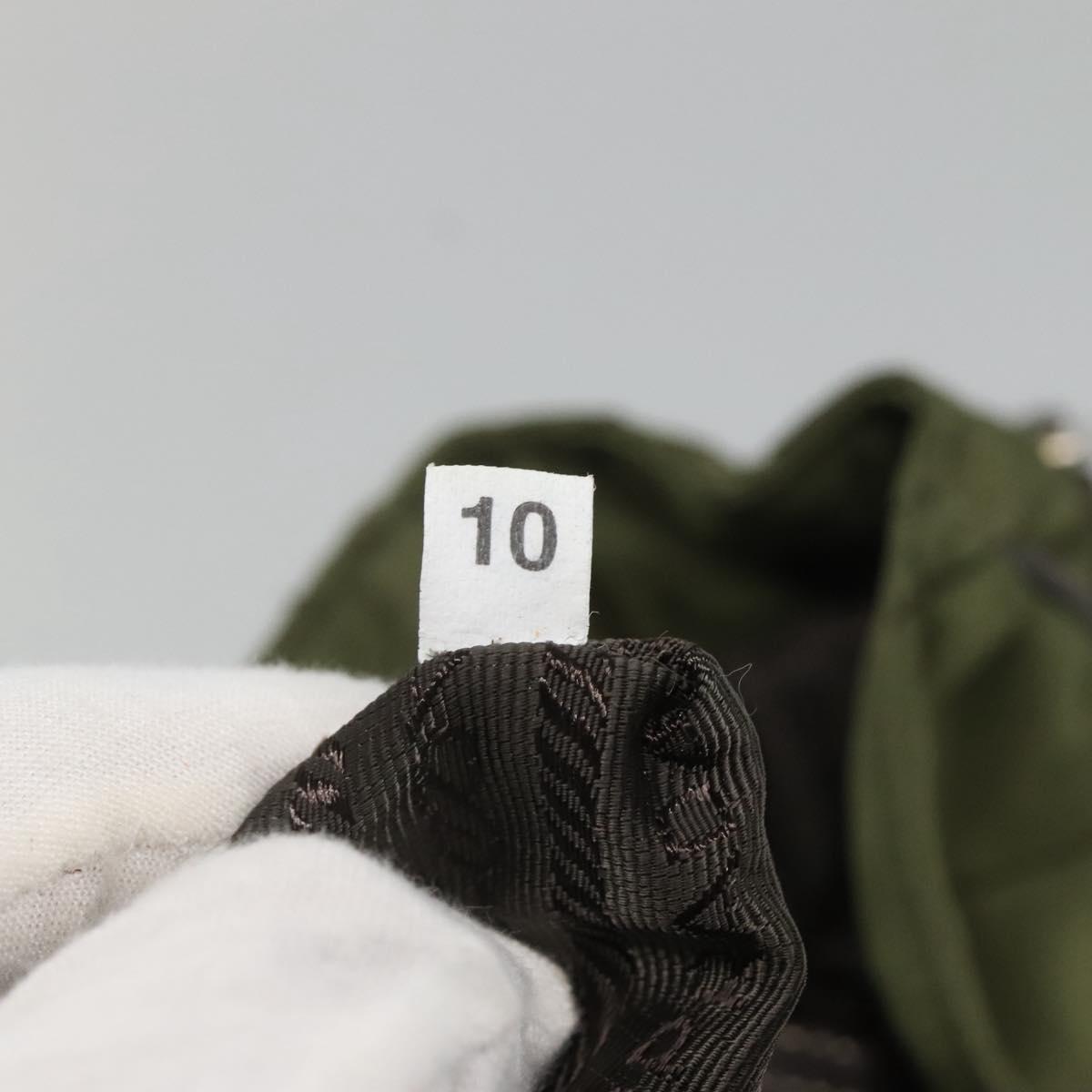 PRADA Shoulder Bag Nylon Khaki Silver Auth ep9159