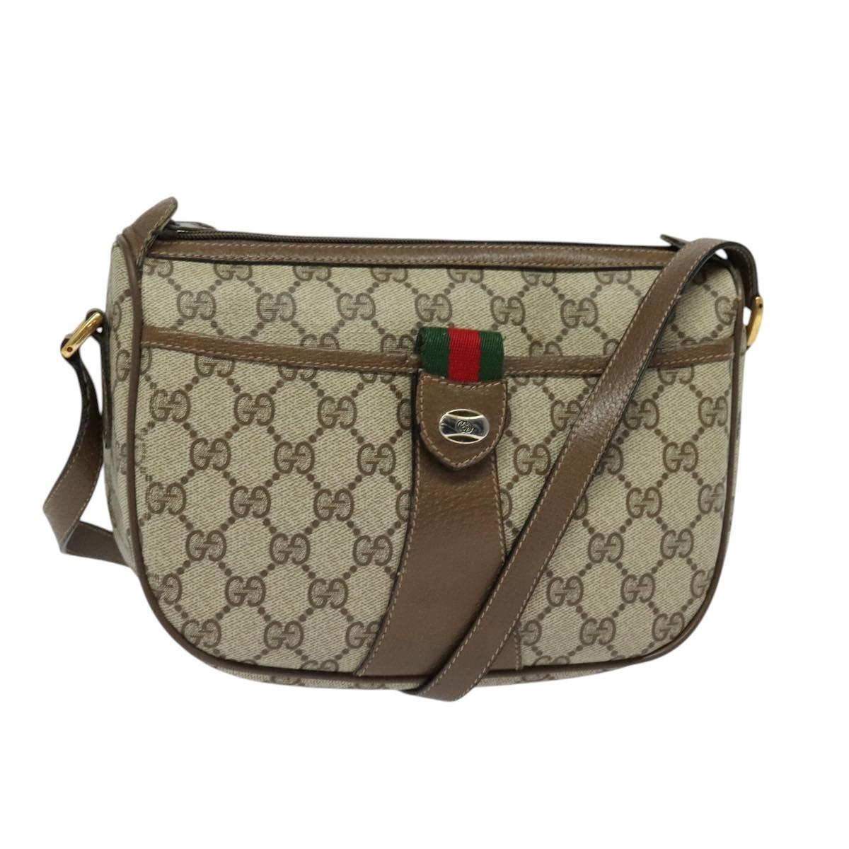 GUCCI GG Supreme Web Sherry Line Bag PVC Beige Gold 89 02 032 Auth ep9160