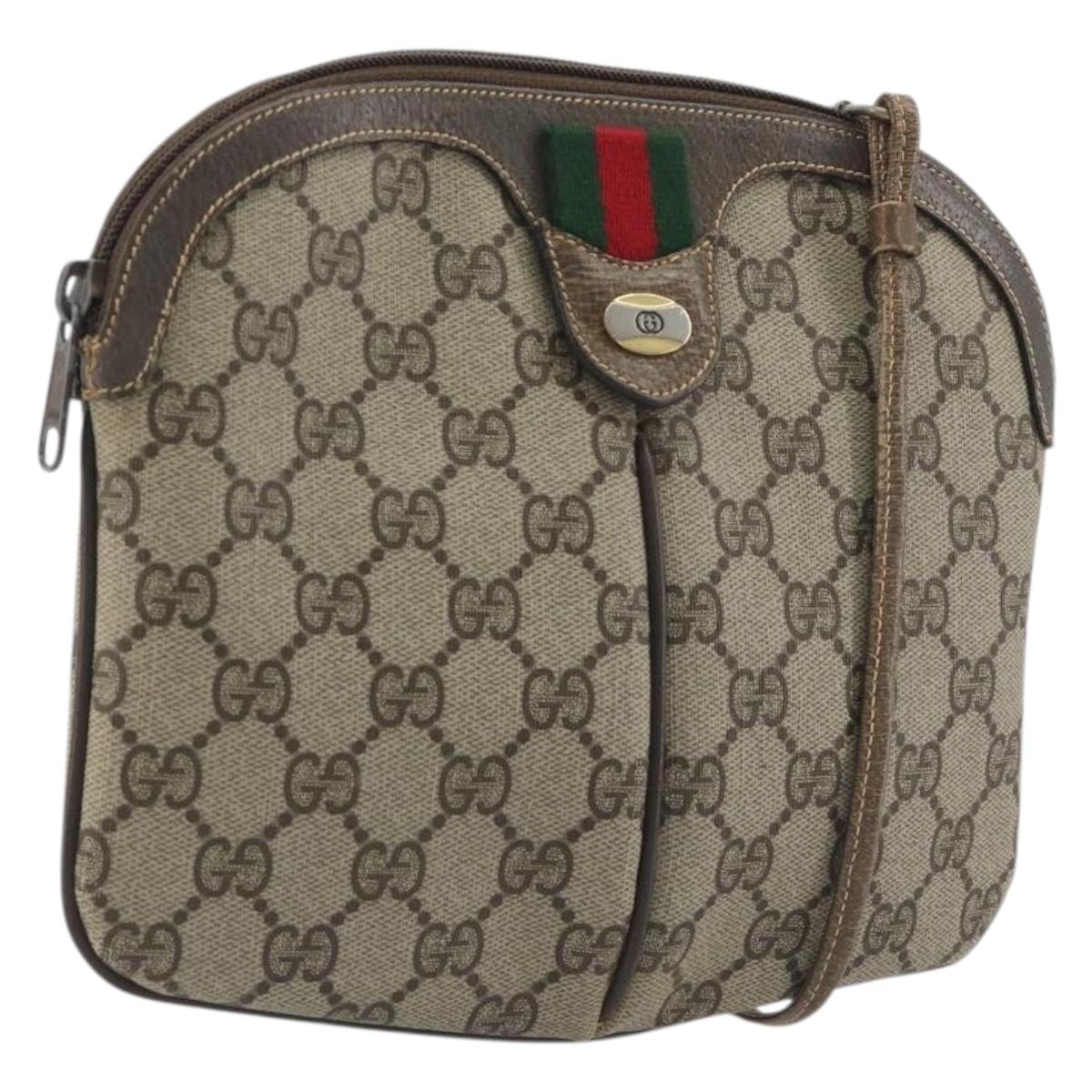 GUCCI GG Supreme Web Sherry Line Shoulder Bag PVC Beige 904 02 047 Auth ep9173