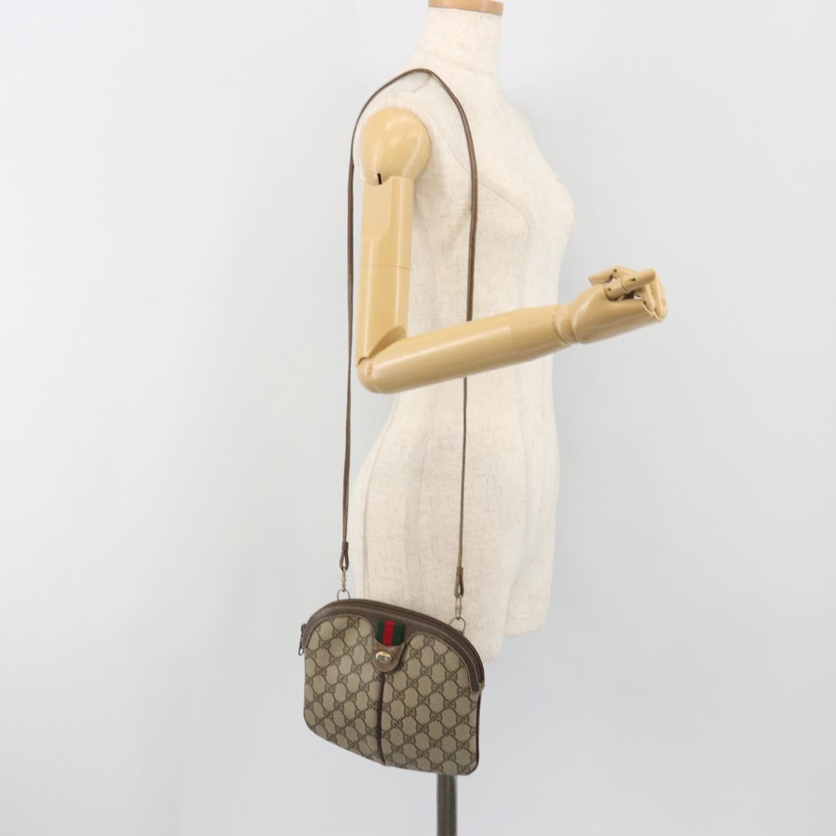 GUCCI GG Supreme Web Sherry Line Shoulder Bag PVC Beige 904 02 047 Auth ep9173