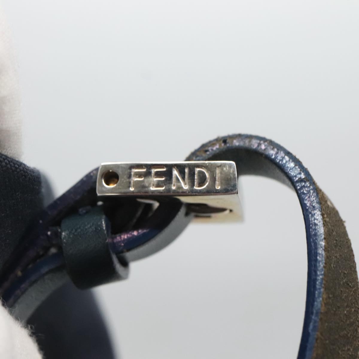 FENDI Shoulder Bag Canvas Navy Silver Auth ep9176