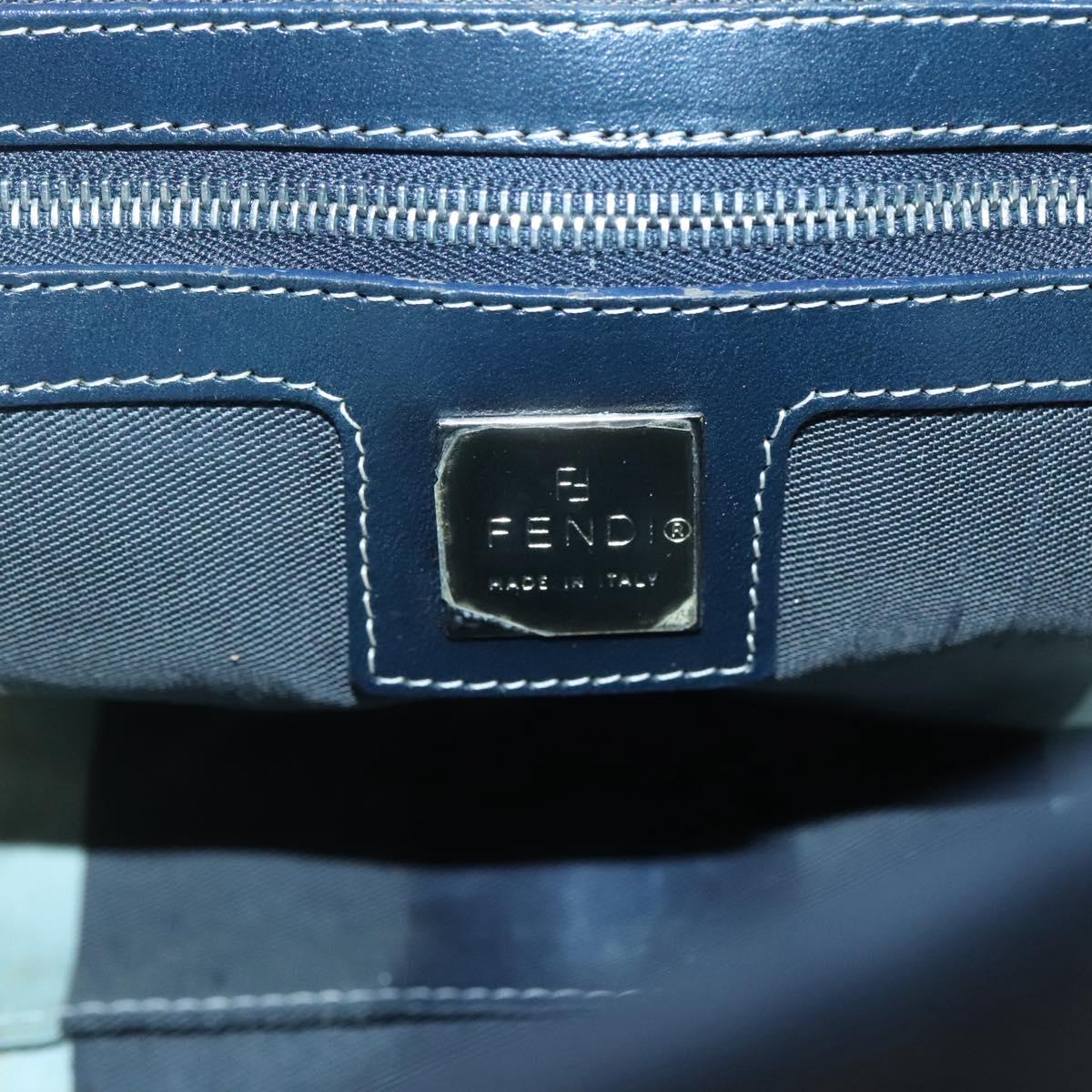 FENDI Shoulder Bag Canvas Navy Silver Auth ep9176