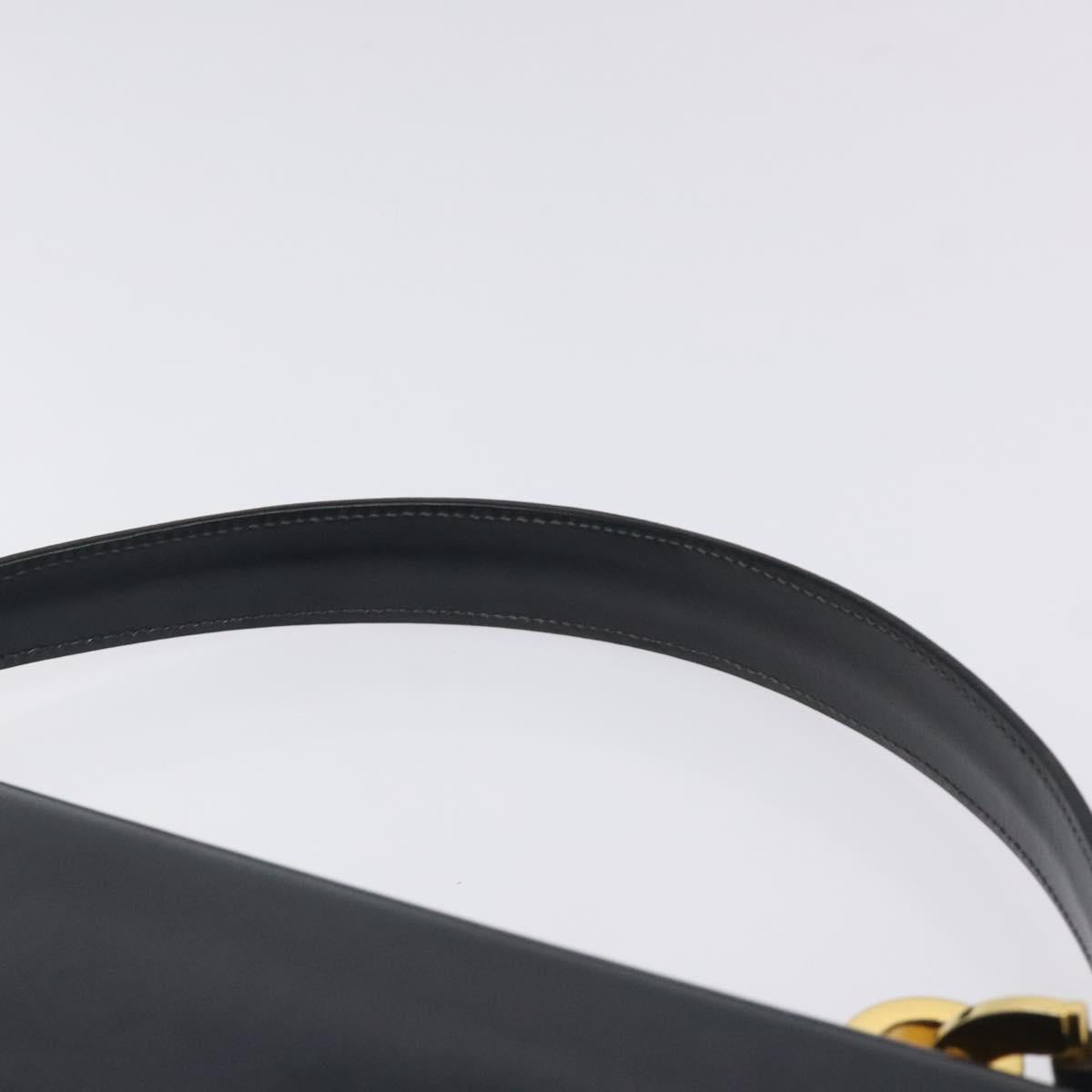 GUCCI Hand Bag Leather Navy Gold Auth ep9190