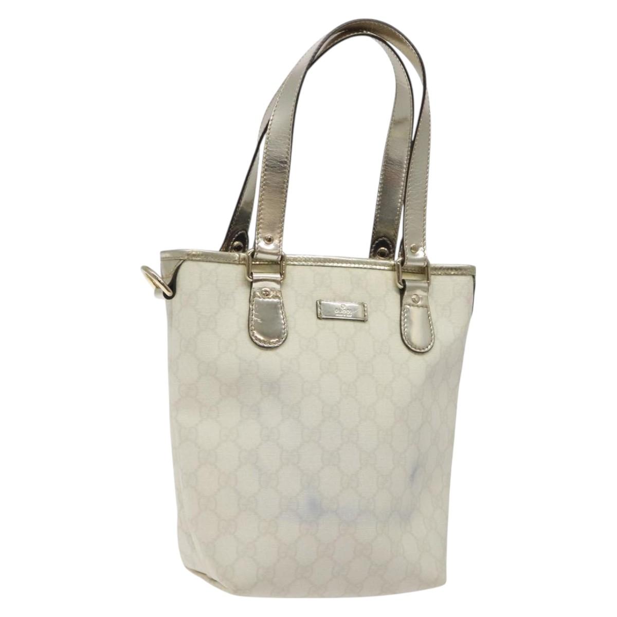 GUCCI GG Supreme Tote Bag PVC White Gold 189897 Auth ep9198
