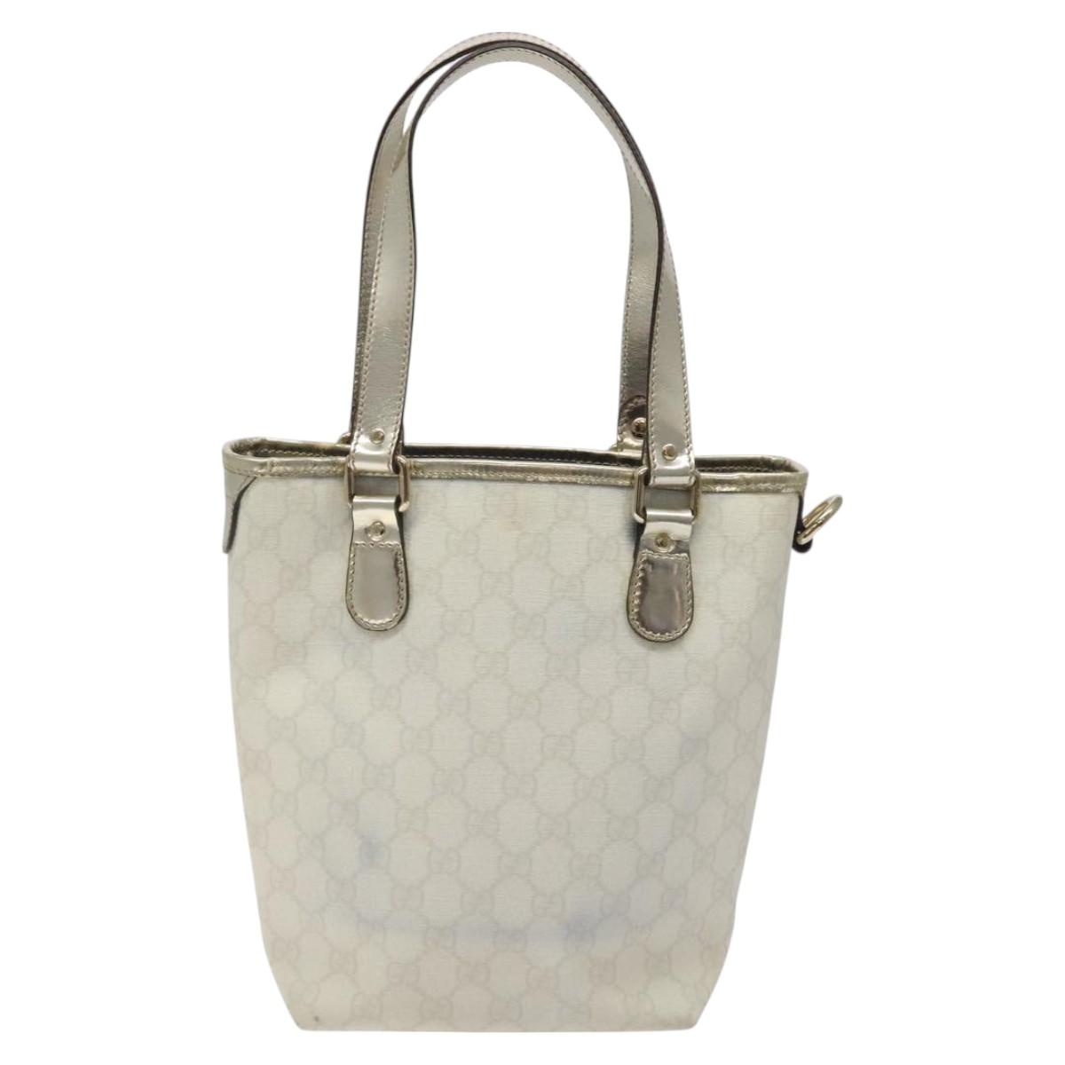 GUCCI GG Supreme Tote Bag PVC White Gold 189897 Auth ep9198