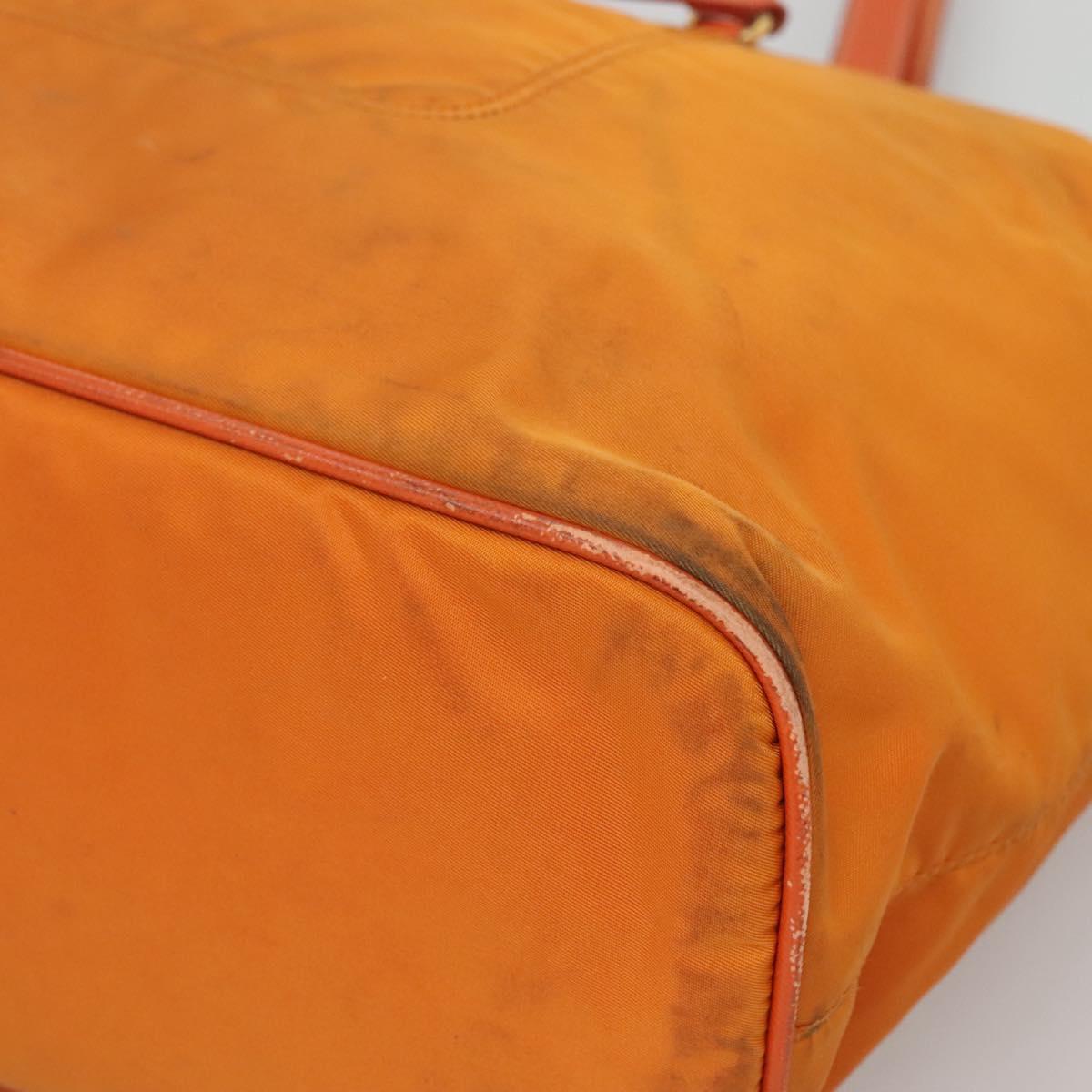 PRADA Tote Bag Nylon 2way Orange Gold Auth ep9199