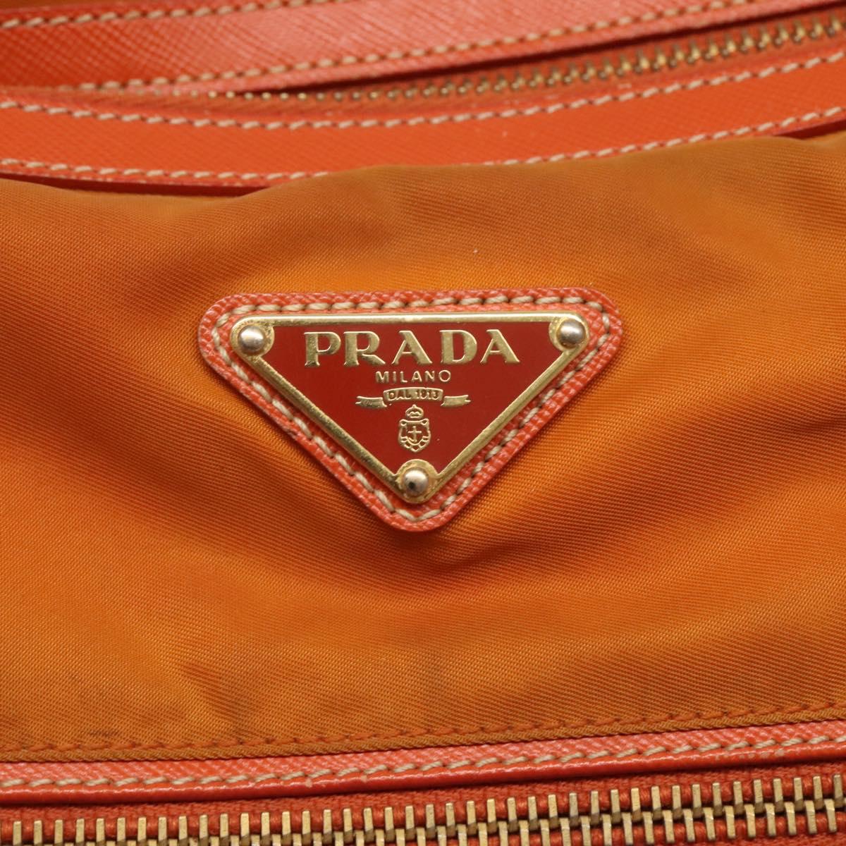 PRADA Tote Bag Nylon 2way Orange Gold Auth ep9199