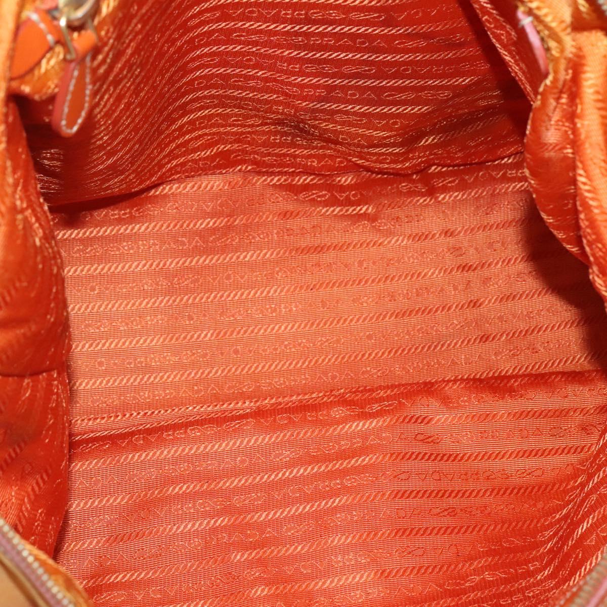 PRADA Tote Bag Nylon 2way Orange Gold Auth ep9199