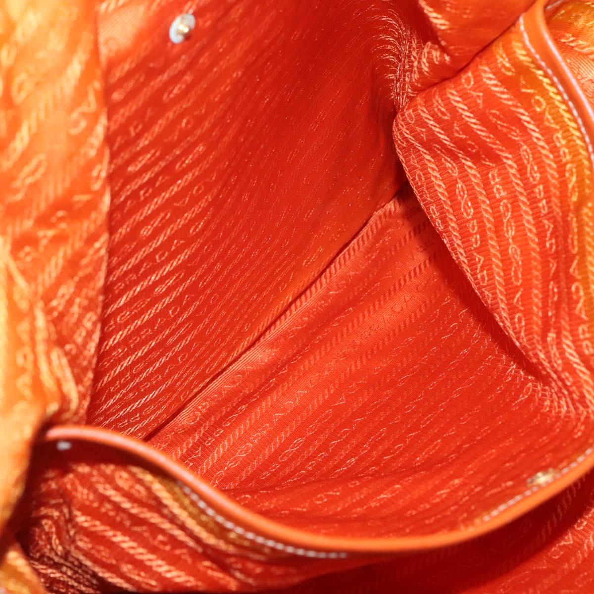 PRADA Tote Bag Nylon 2way Orange Gold Auth ep9199