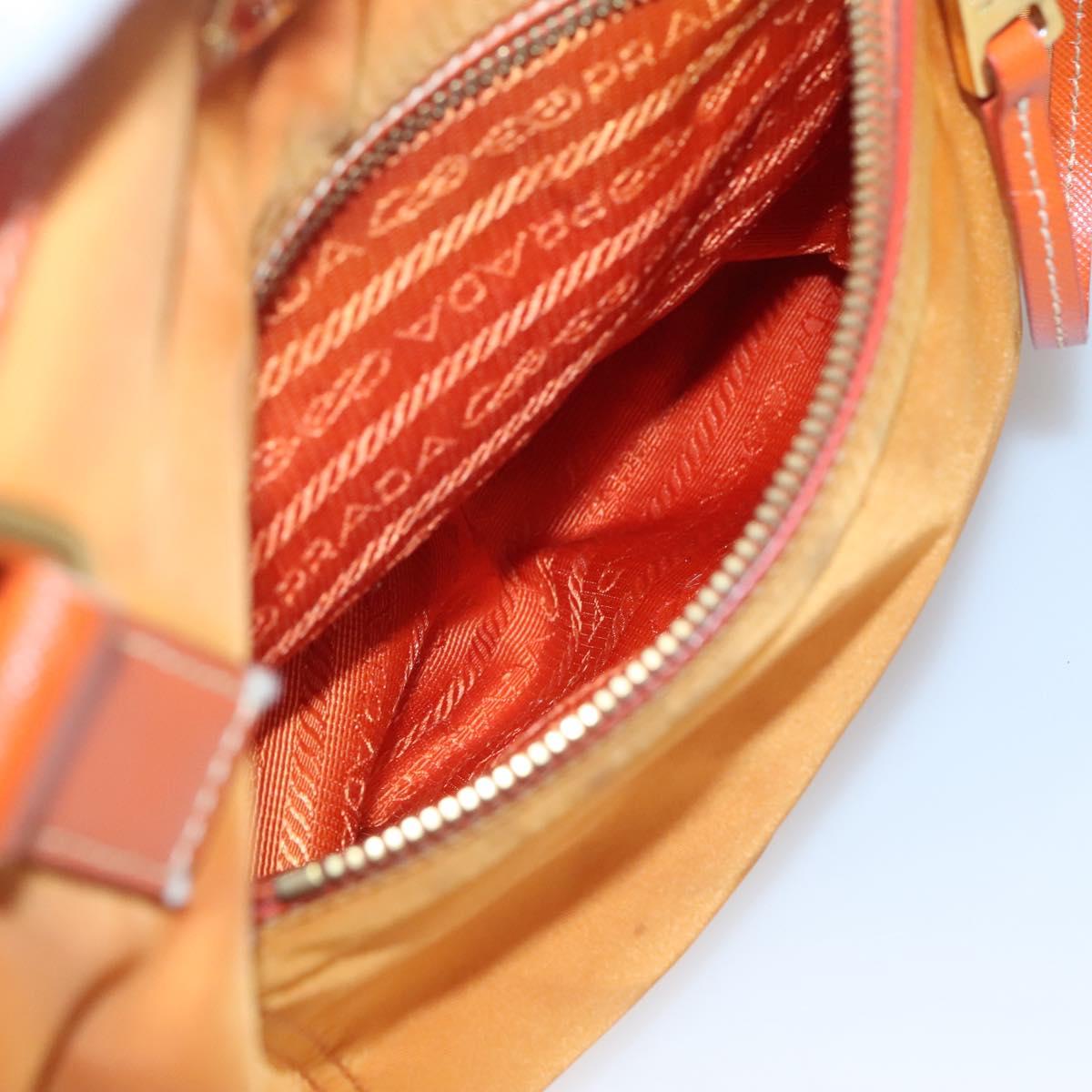 PRADA Tote Bag Nylon 2way Orange Gold Auth ep9199