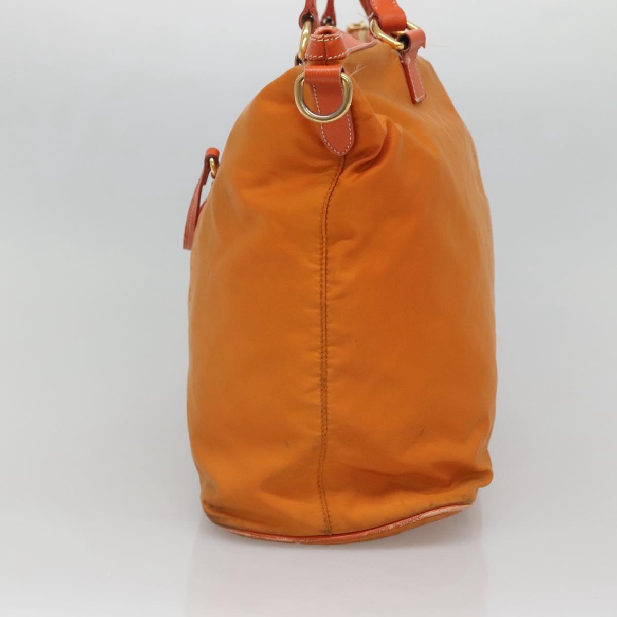 PRADA Tote Bag Nylon 2way Orange Gold Auth ep9199