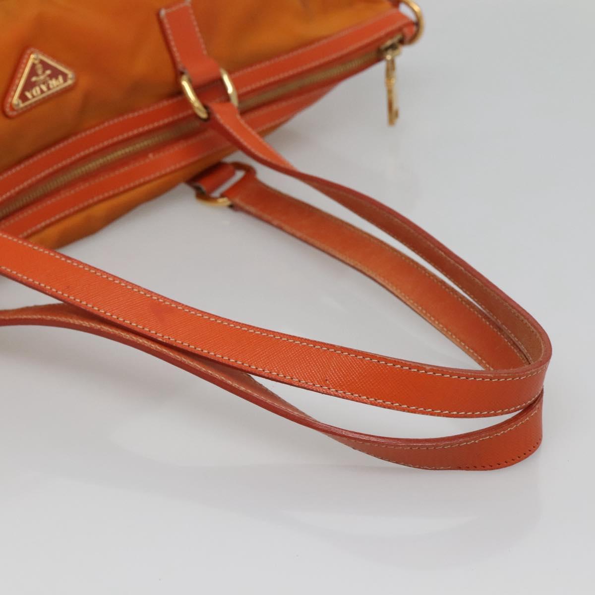 PRADA Tote Bag Nylon 2way Orange Gold Auth ep9199