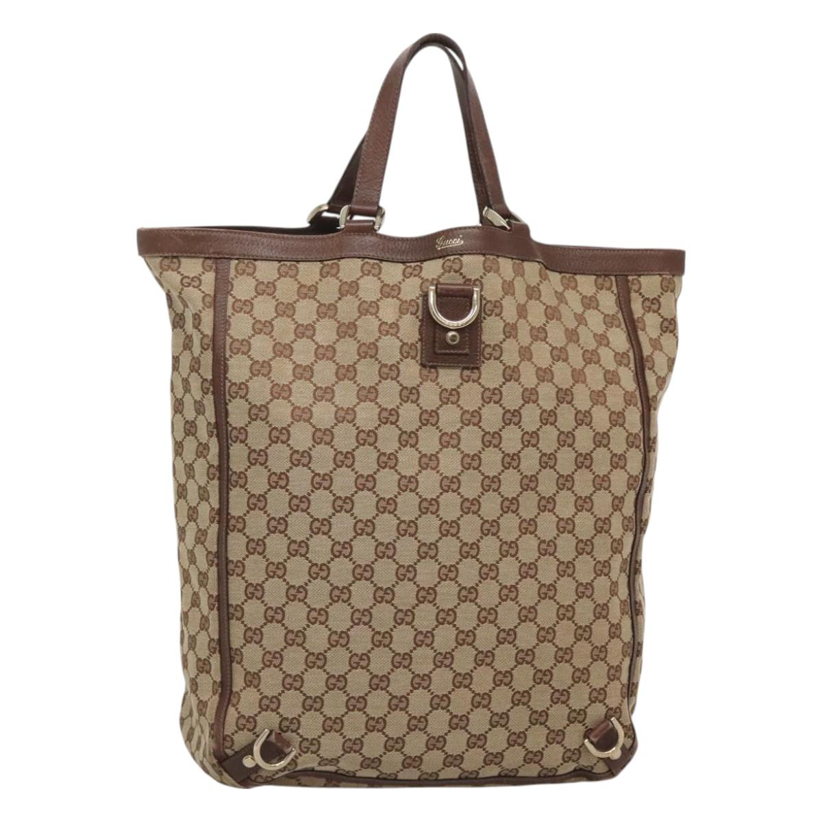 GUCCI GG Canvas Abbey Hand Bag Beige Gold 130733 Auth ep9200