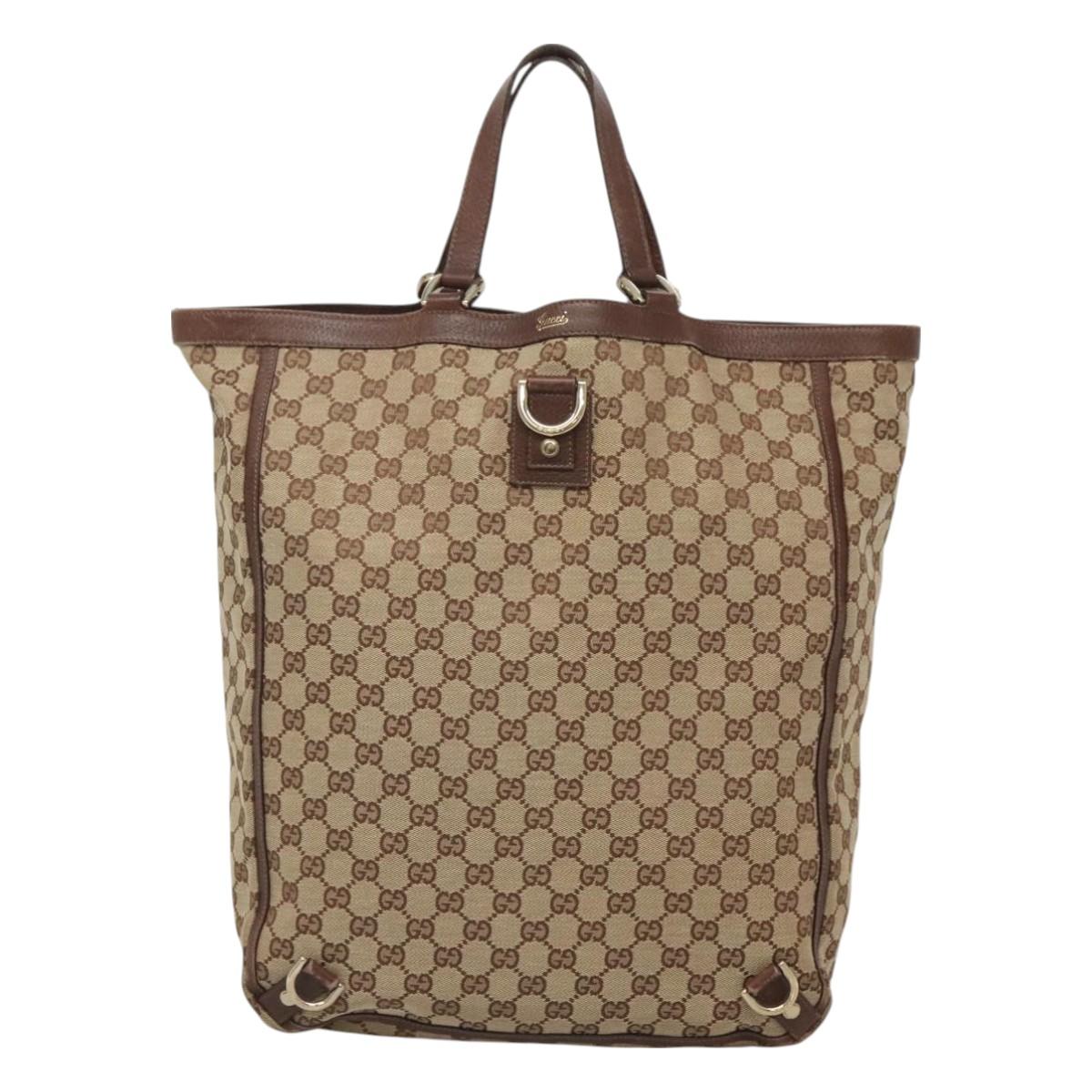 GUCCI GG Canvas Abbey Hand Bag Beige Gold 130733 Auth ep9200