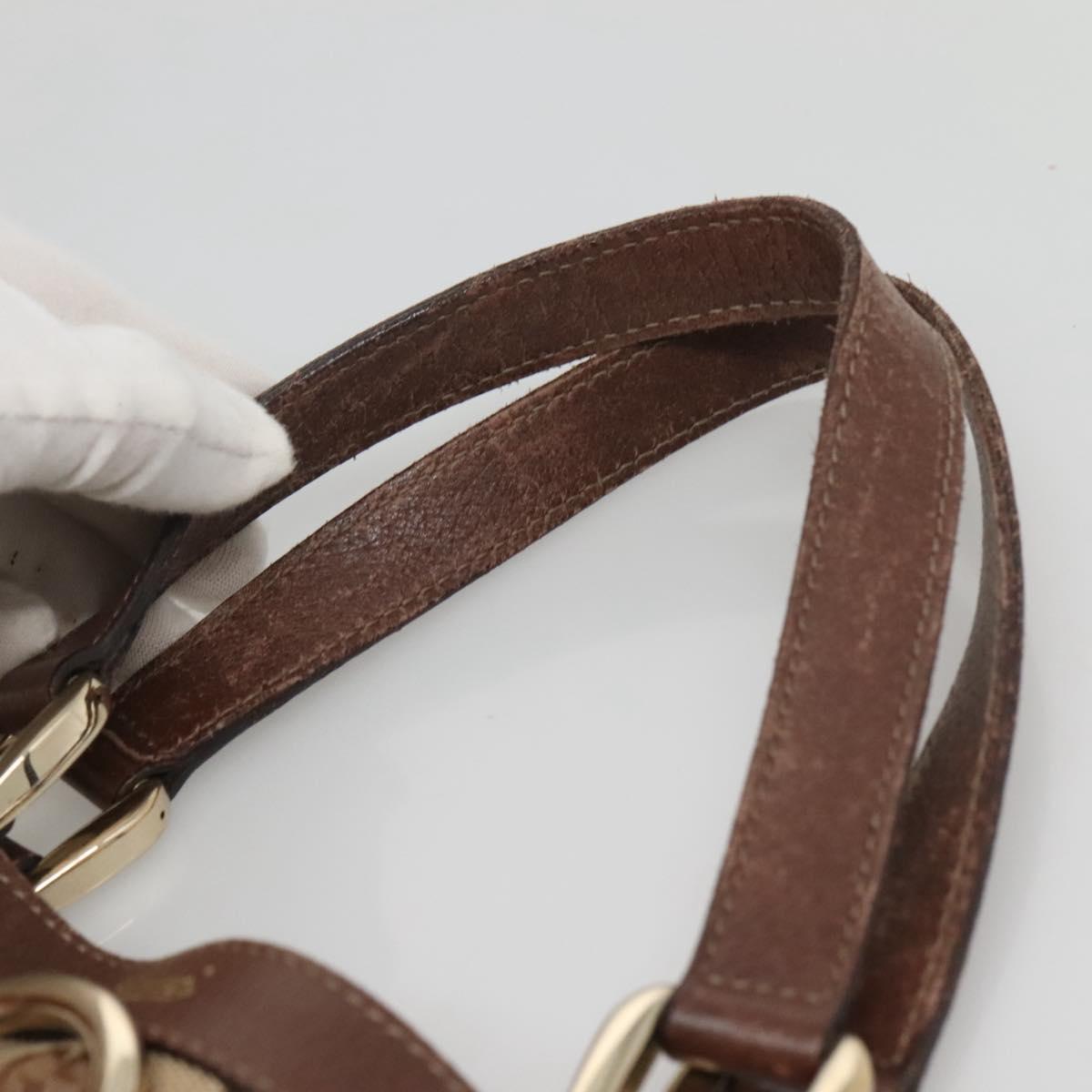 GUCCI GG Canvas Abbey Hand Bag Beige Gold 130733 Auth ep9200