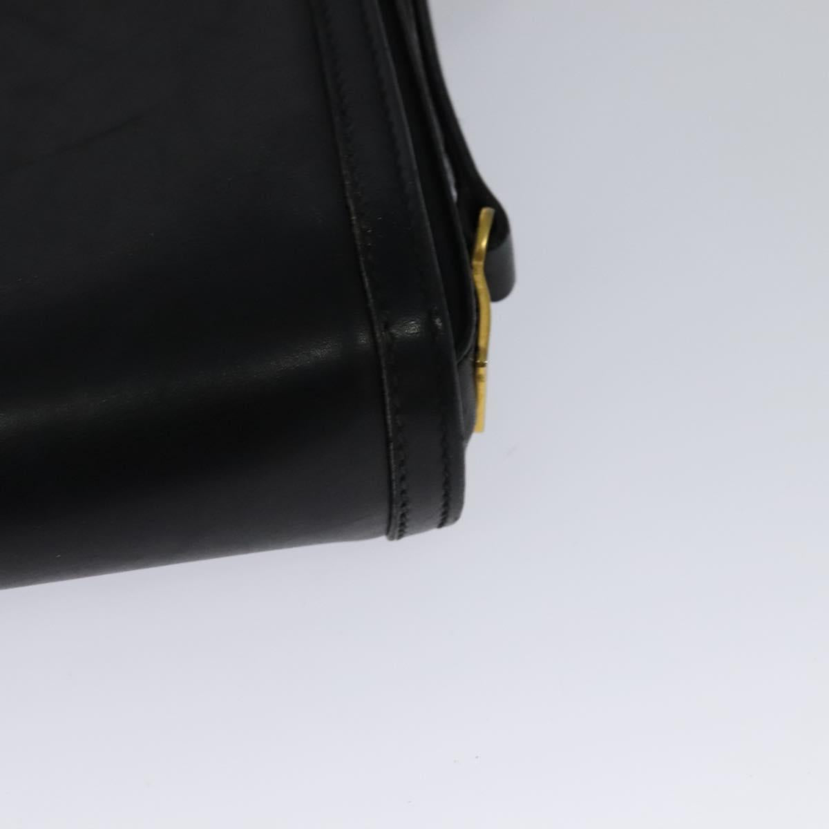 GUCCI Shoulder Bag Leather Black Gold Auth ep9209
