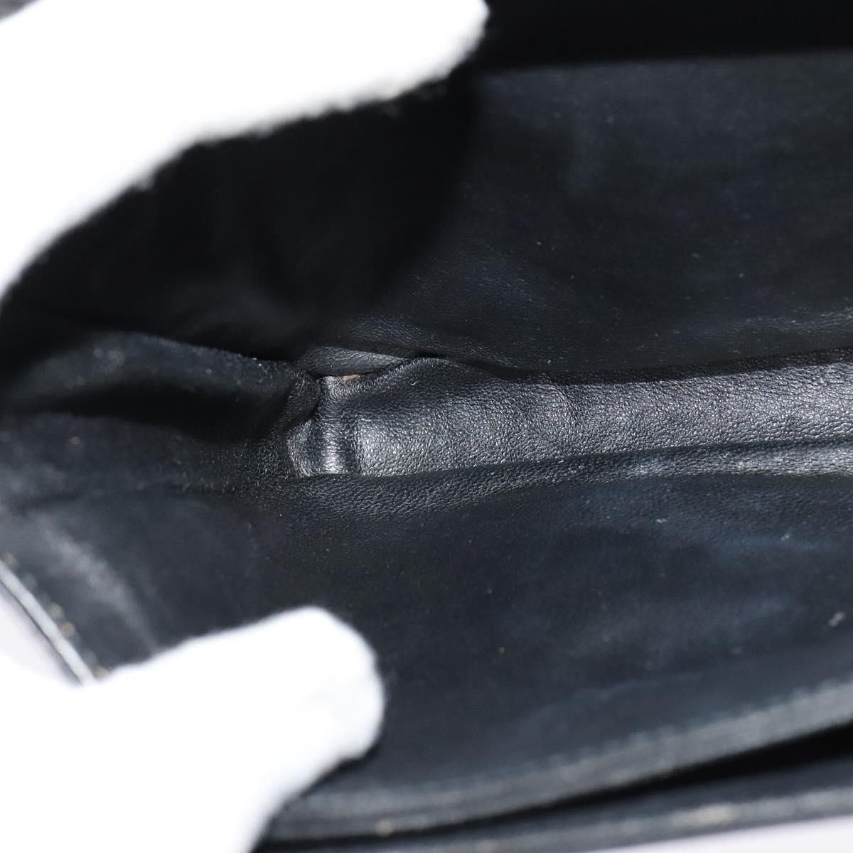 GUCCI Shoulder Bag Leather Black Gold Auth ep9209