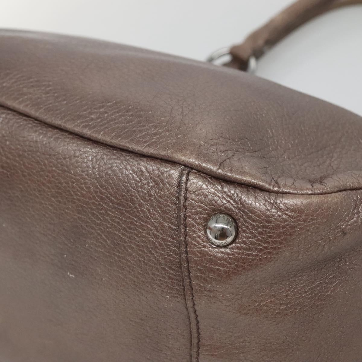 PRADA Tote Bag Leather Silver Auth ep9220