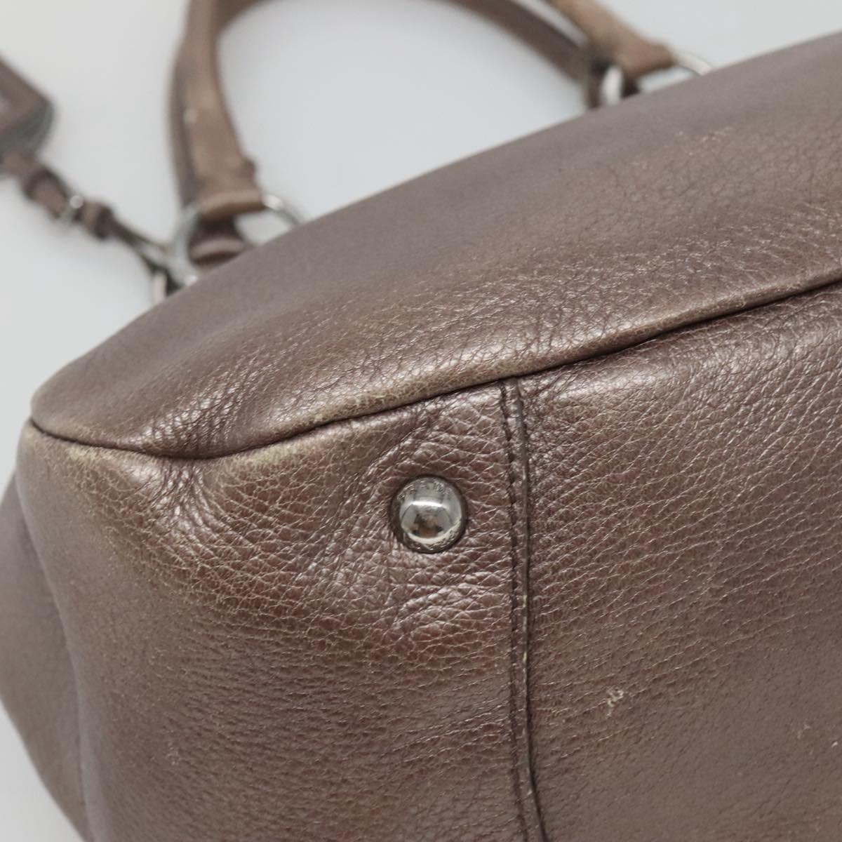 PRADA Tote Bag Leather Silver Auth ep9220
