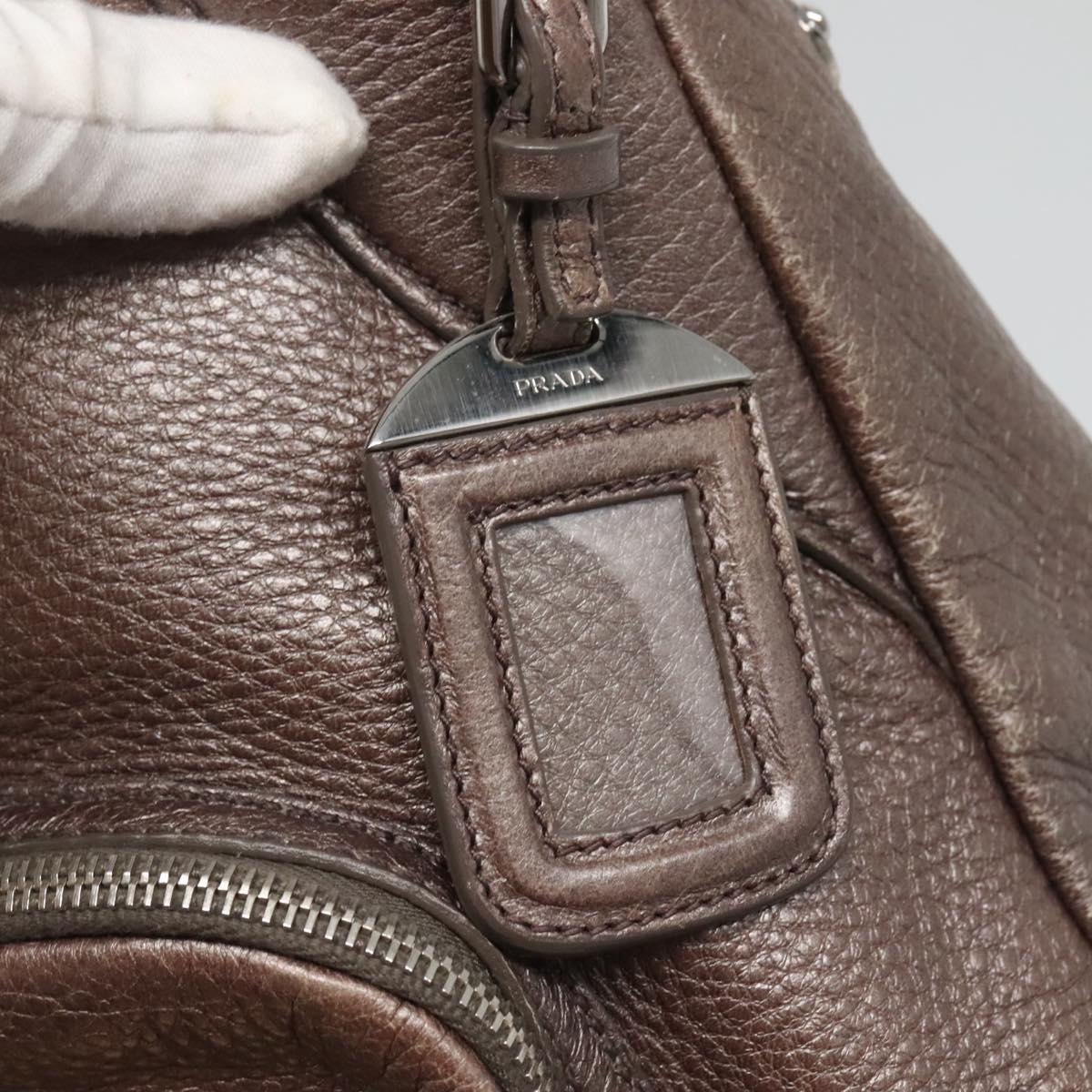 PRADA Tote Bag Leather Silver Auth ep9220