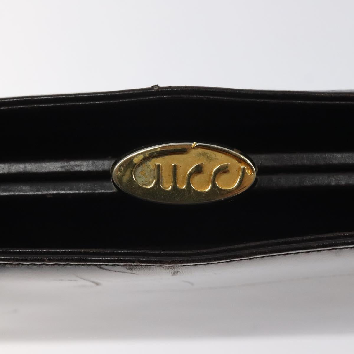 GUCCI Hand Bag Leather Brown Gold Auth ep9221