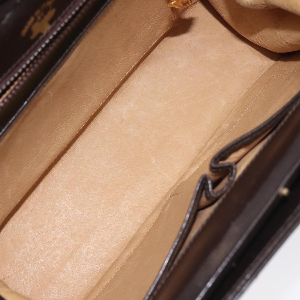 GUCCI Hand Bag Leather Brown Gold Auth ep9221