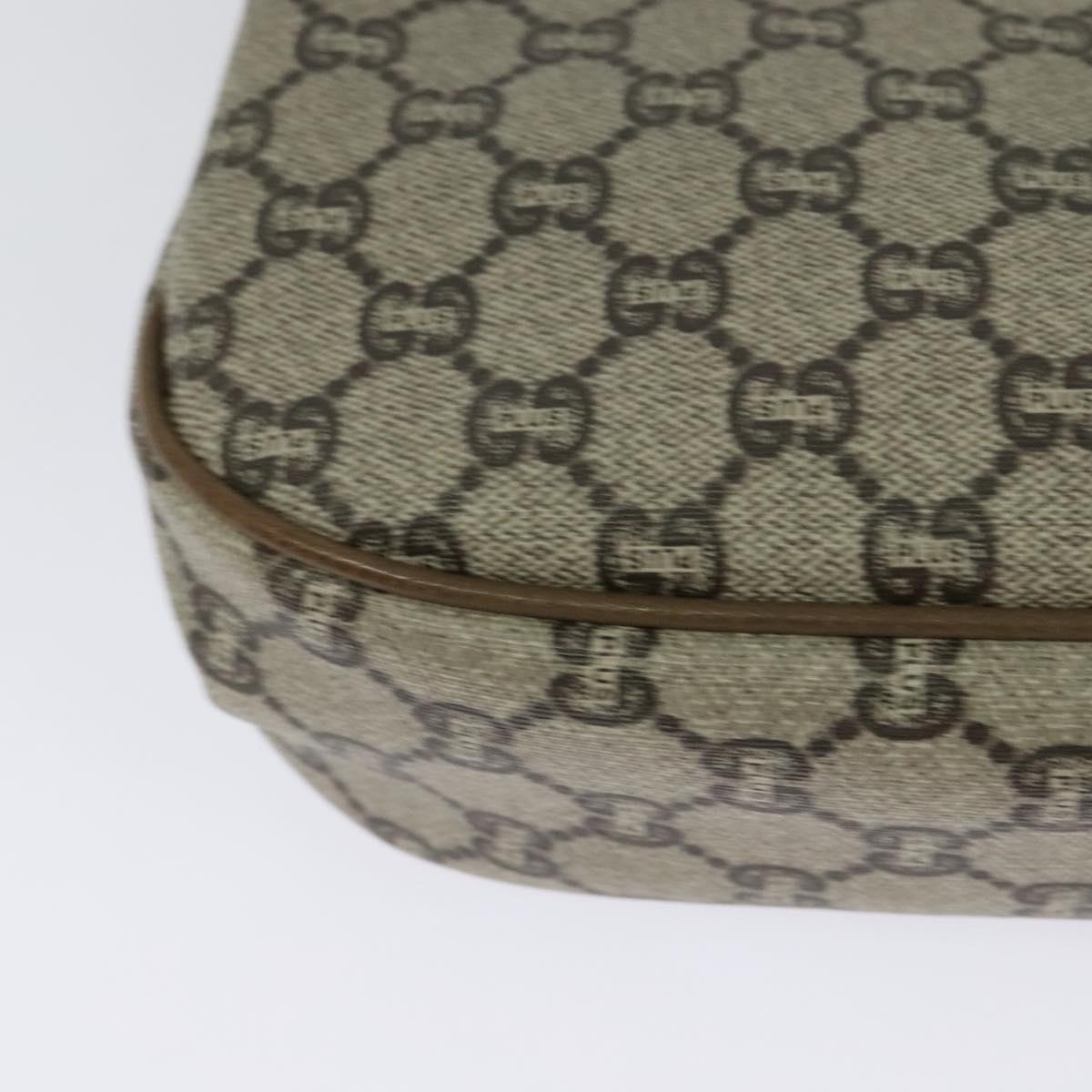 GUCCI GG Plus Supreme Shoulder Bag PVC Beige Gold Auth ep9232
