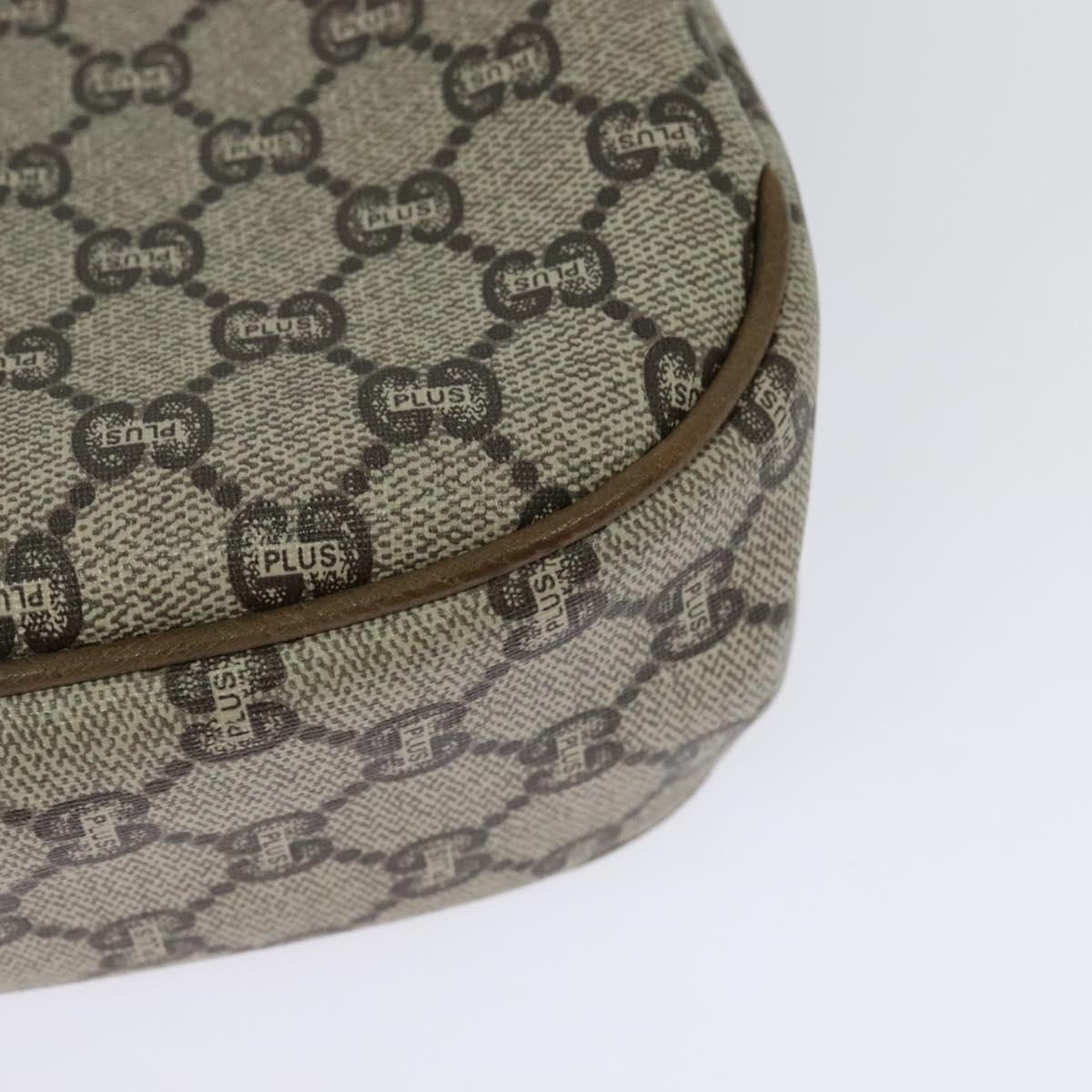 GUCCI GG Plus Supreme Shoulder Bag PVC Beige Gold Auth ep9232