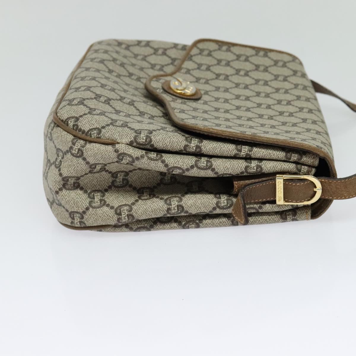 GUCCI GG Plus Supreme Shoulder Bag PVC Beige Gold Auth ep9232