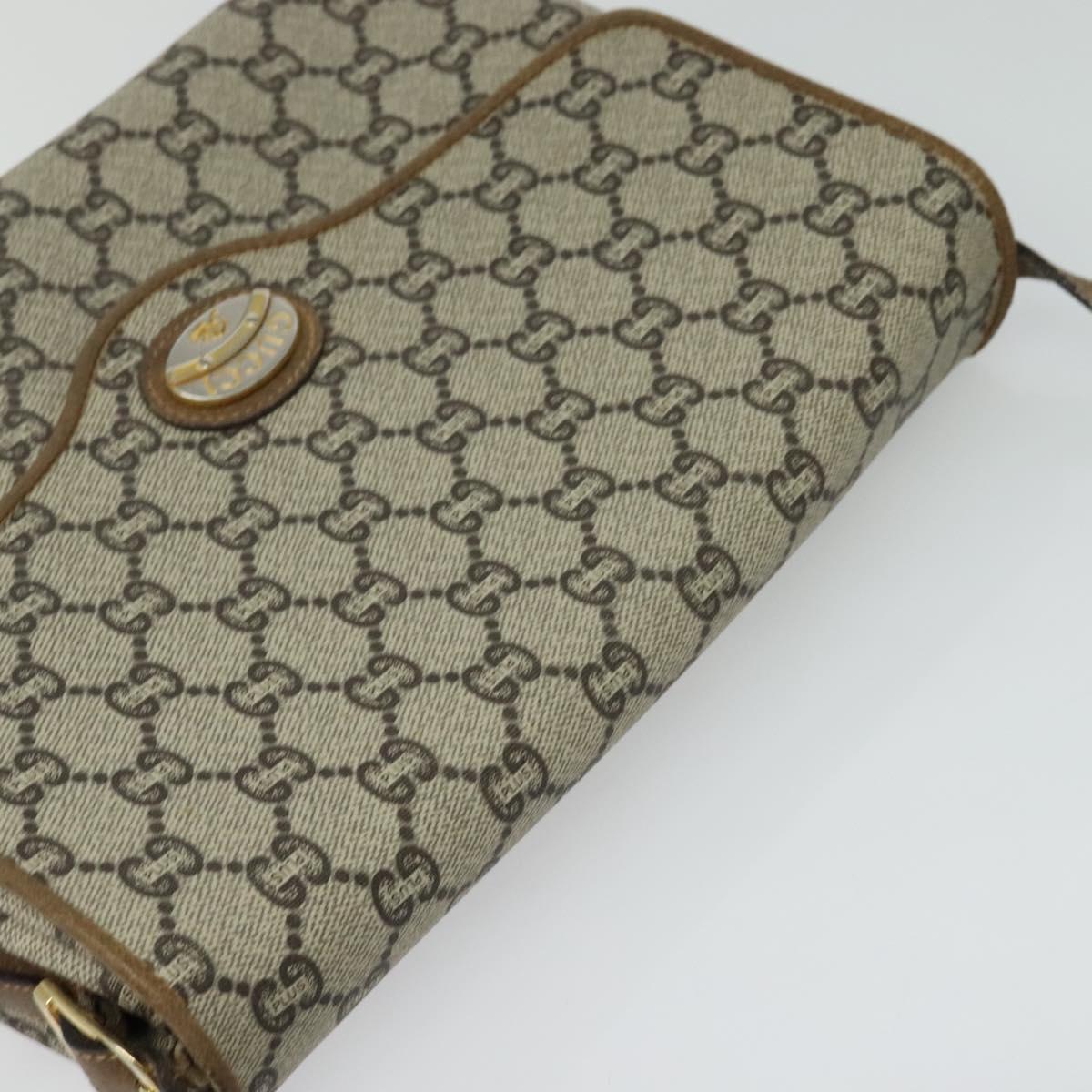 GUCCI GG Plus Supreme Shoulder Bag PVC Beige Gold Auth ep9232